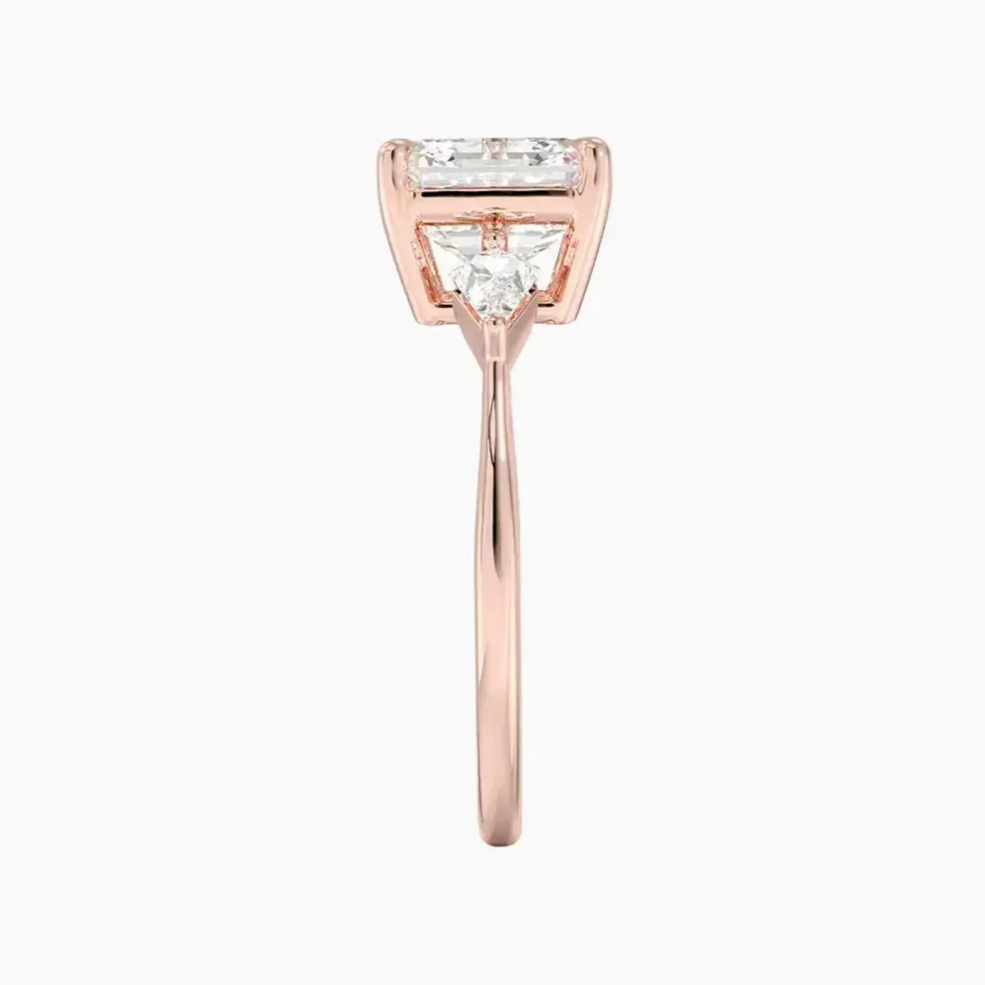 Isolde Asscher Three Stone 1.5 Carat Lab Grown Diamond Engagement Ring in 18K Rose Gold