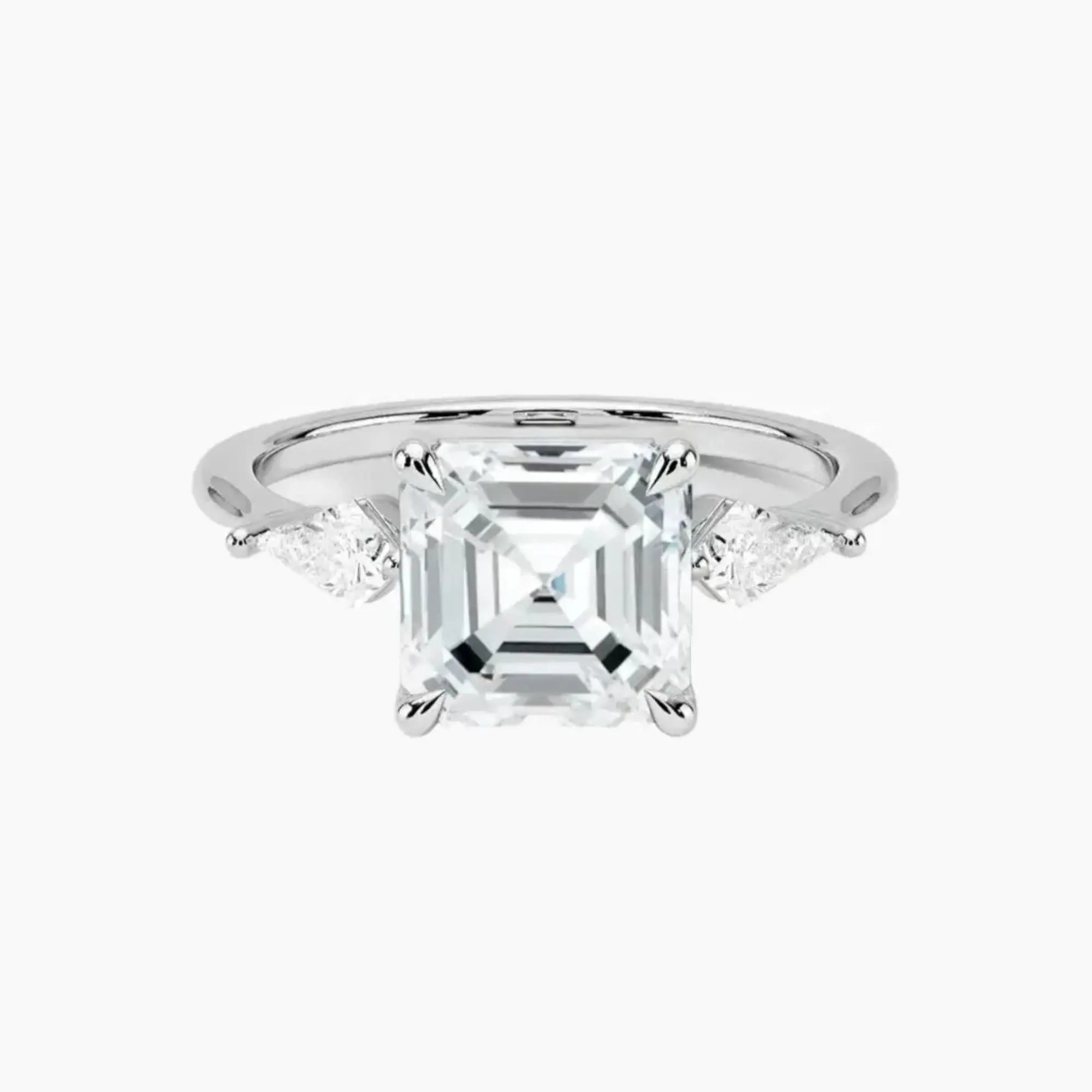 Isolde Asscher Three Stone Diamond Ring Setting in 14K White Gold