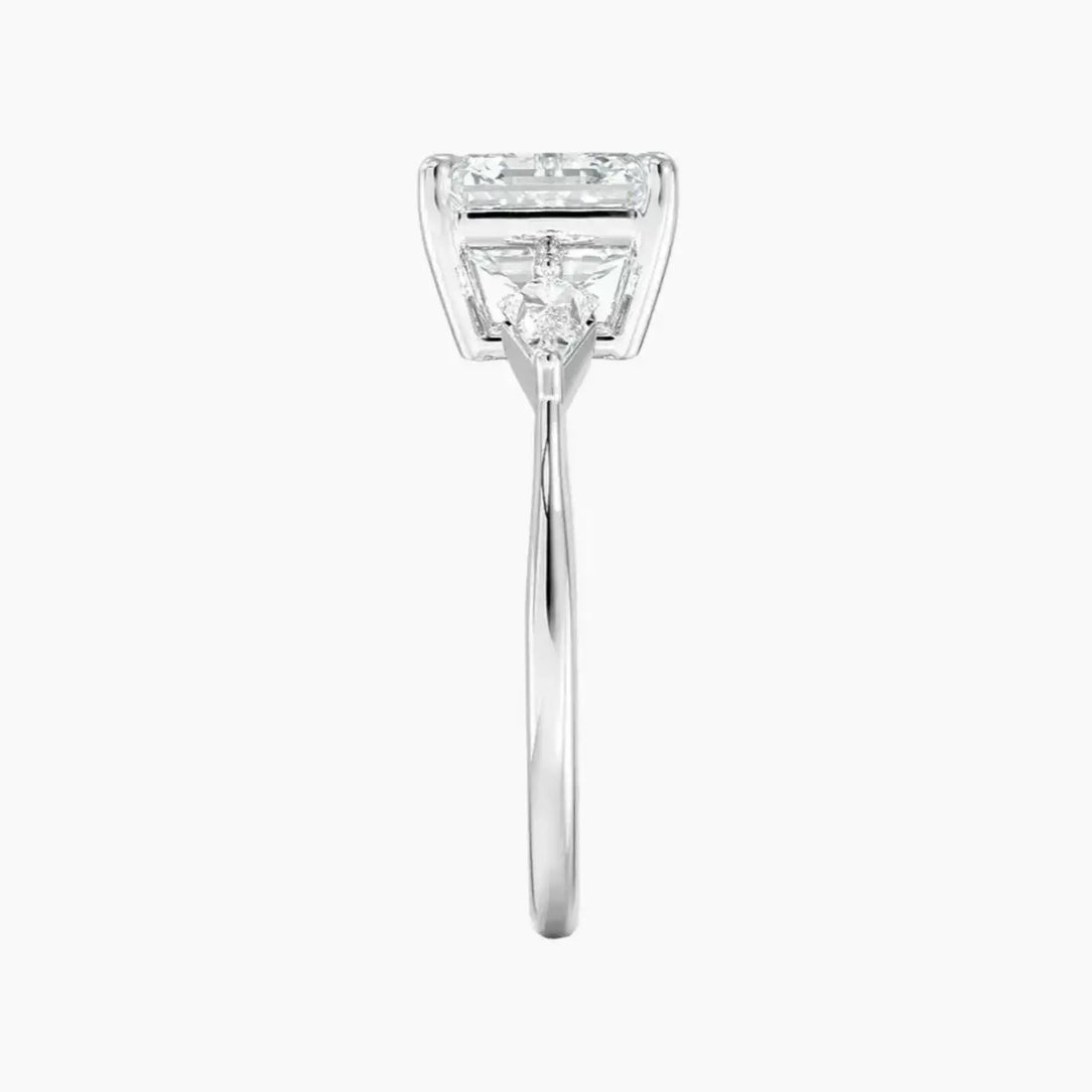 Isolde Asscher Three Stone 2.5 Carat Lab Grown Diamond Engagement Ring in 18K Yellow Gold
