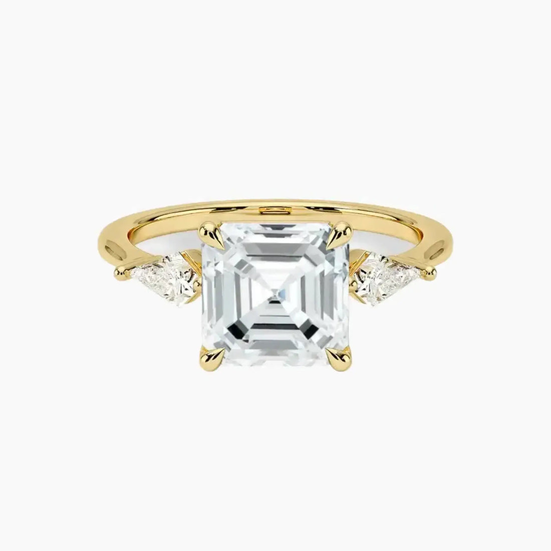 Isolde Asscher Three Stone Diamond Ring Setting in 18K White Gold