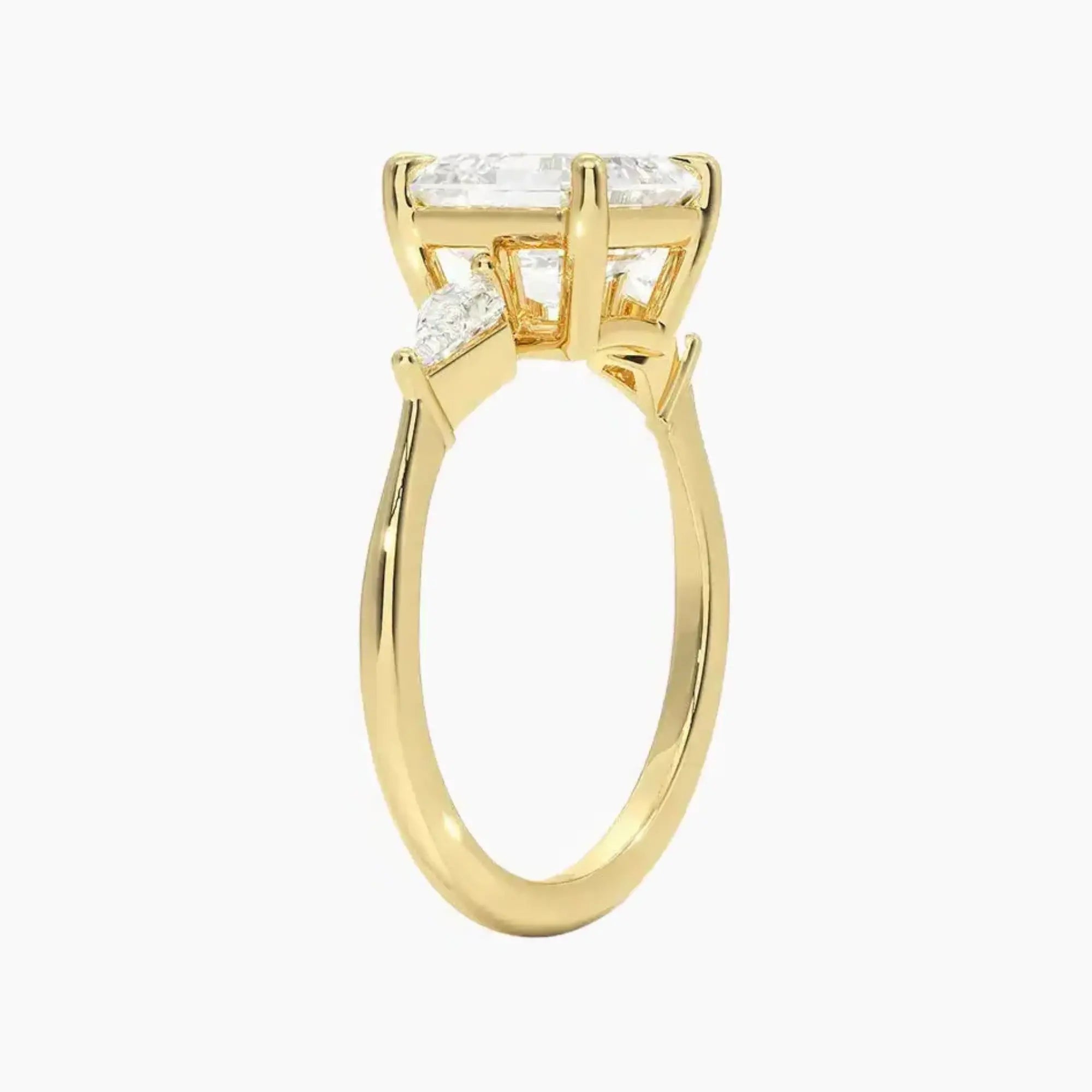 Isolde Asscher Three Stone 2.5 Carat Lab Grown Diamond Engagement Ring in 18K White Gold