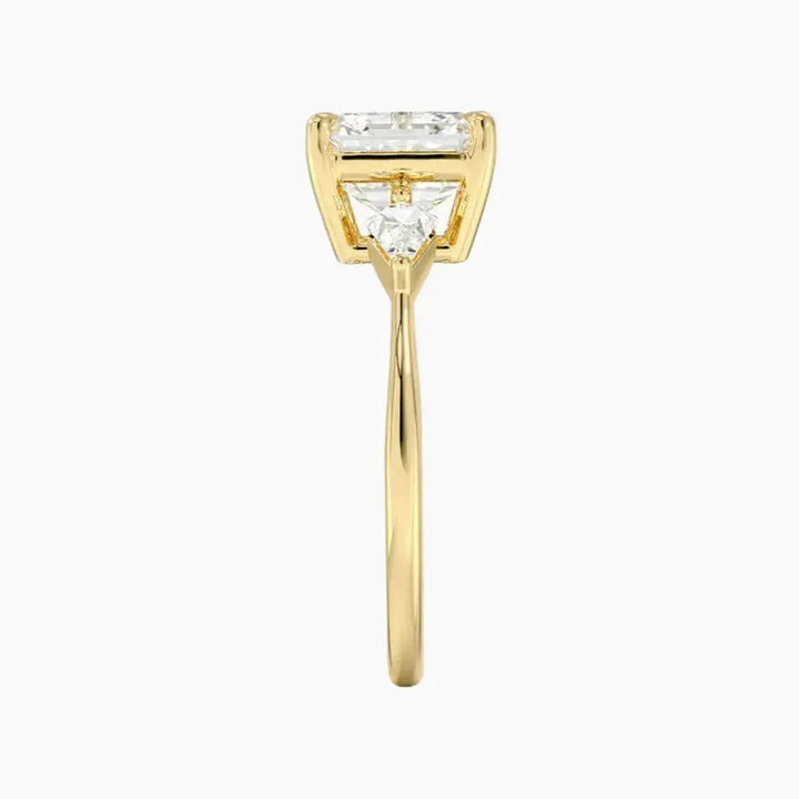Isolde Asscher Three Stone 2.5 Carat Lab Grown Diamond Engagement Ring in 18K Rose Gold