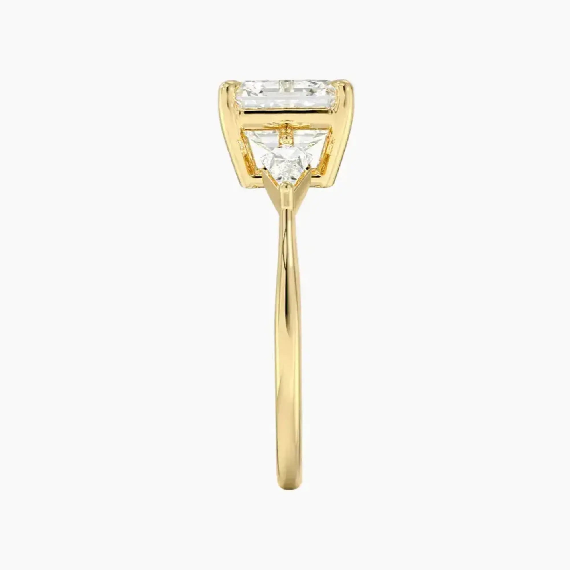 Isolde Asscher Three Stone 2.5 Carat Lab Grown Diamond Engagement Ring in 14K Yellow Gold