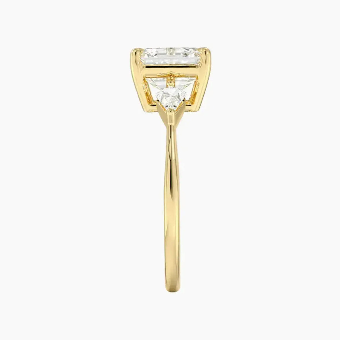 Isolde Asscher Three Stone Diamond Ring Setting in 18K Yellow Gold