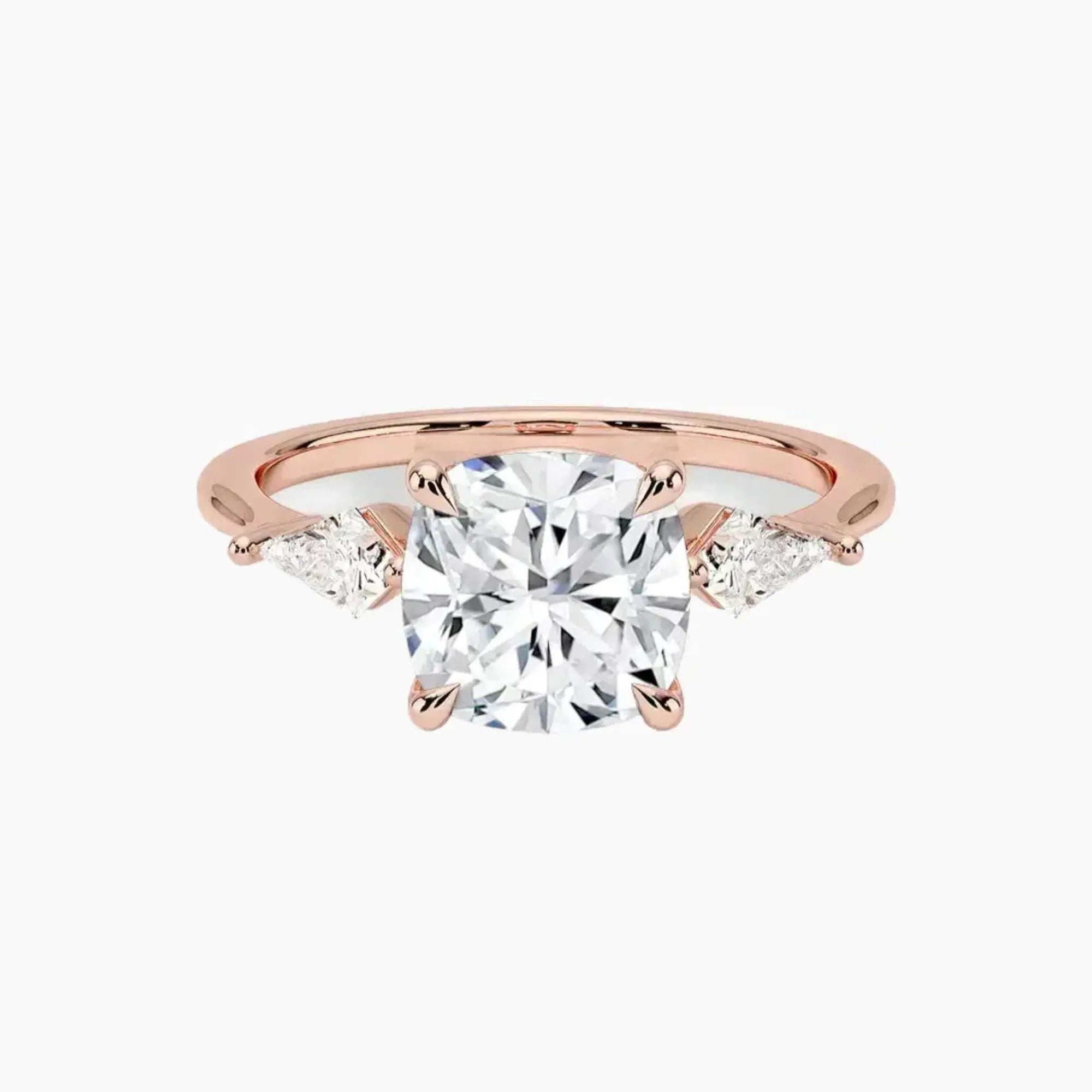 Isolde Cushion Three Stone Diamond Ring Setting in 14K Yellow Gold