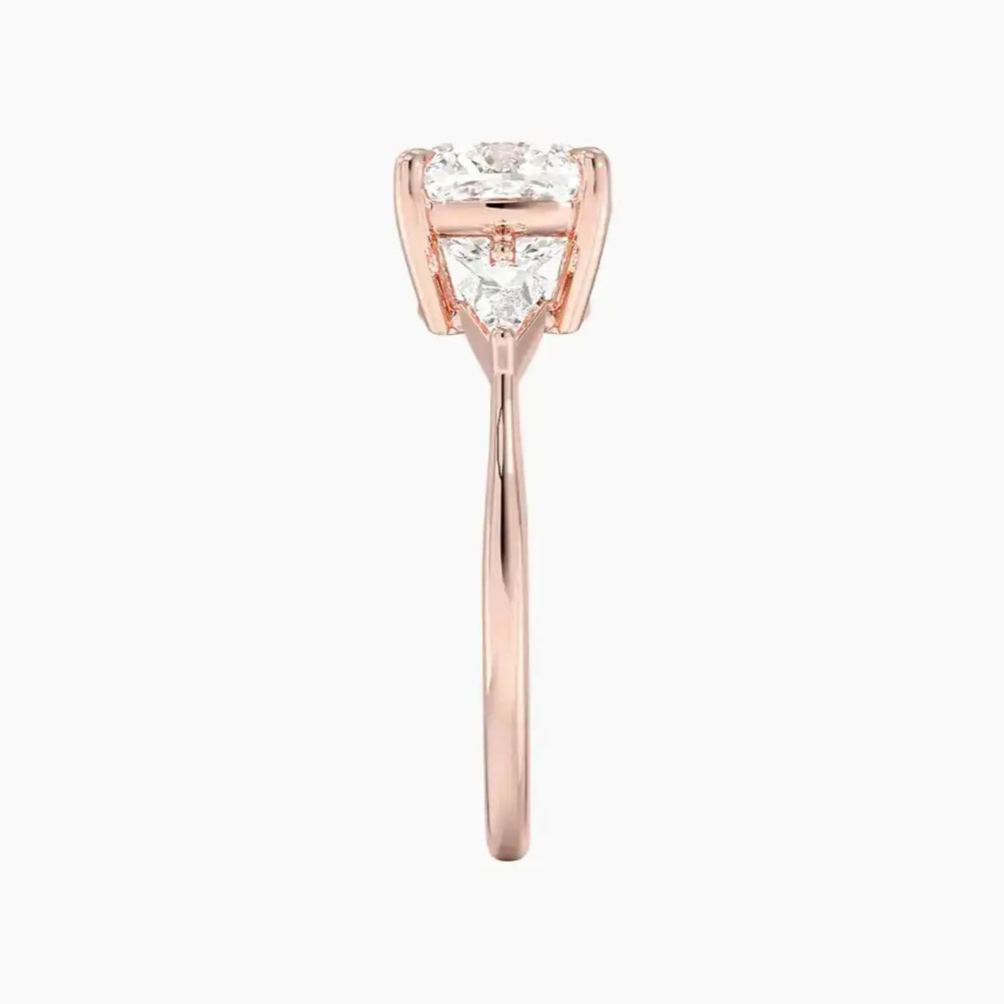 Isolde Cushion Three Stone 2 Carat Lab Grown Diamond Engagement Ring in 18K Rose Gold