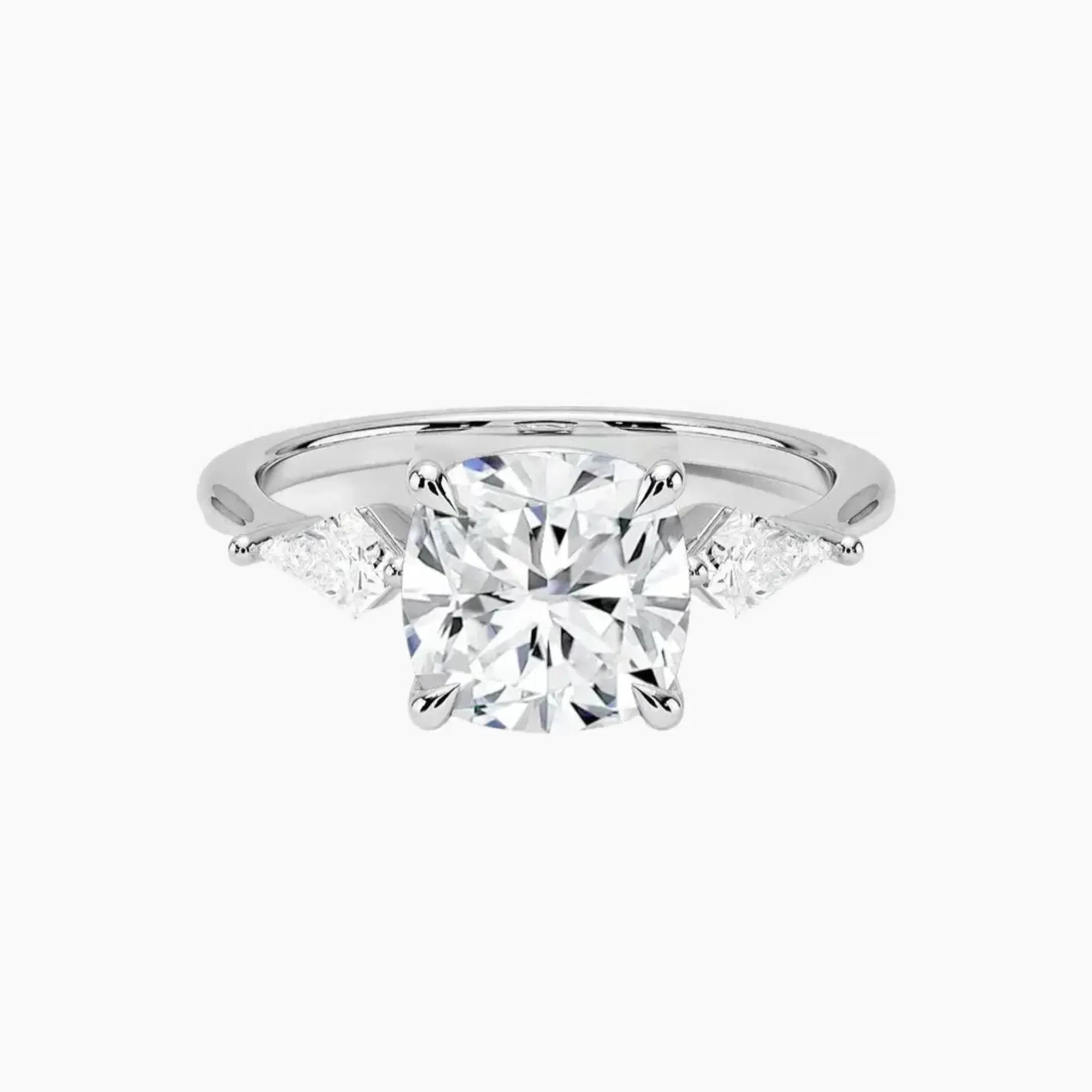 Isolde Cushion Three Stone 3 Carat Lab Grown Diamond Engagement Ring in 14K White Gold