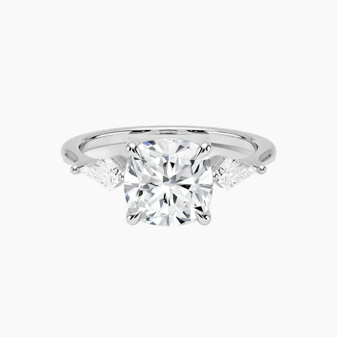 Isolde Cushion Three Stone 1 Carat Lab Grown Diamond Engagement Ring in 18K White Gold