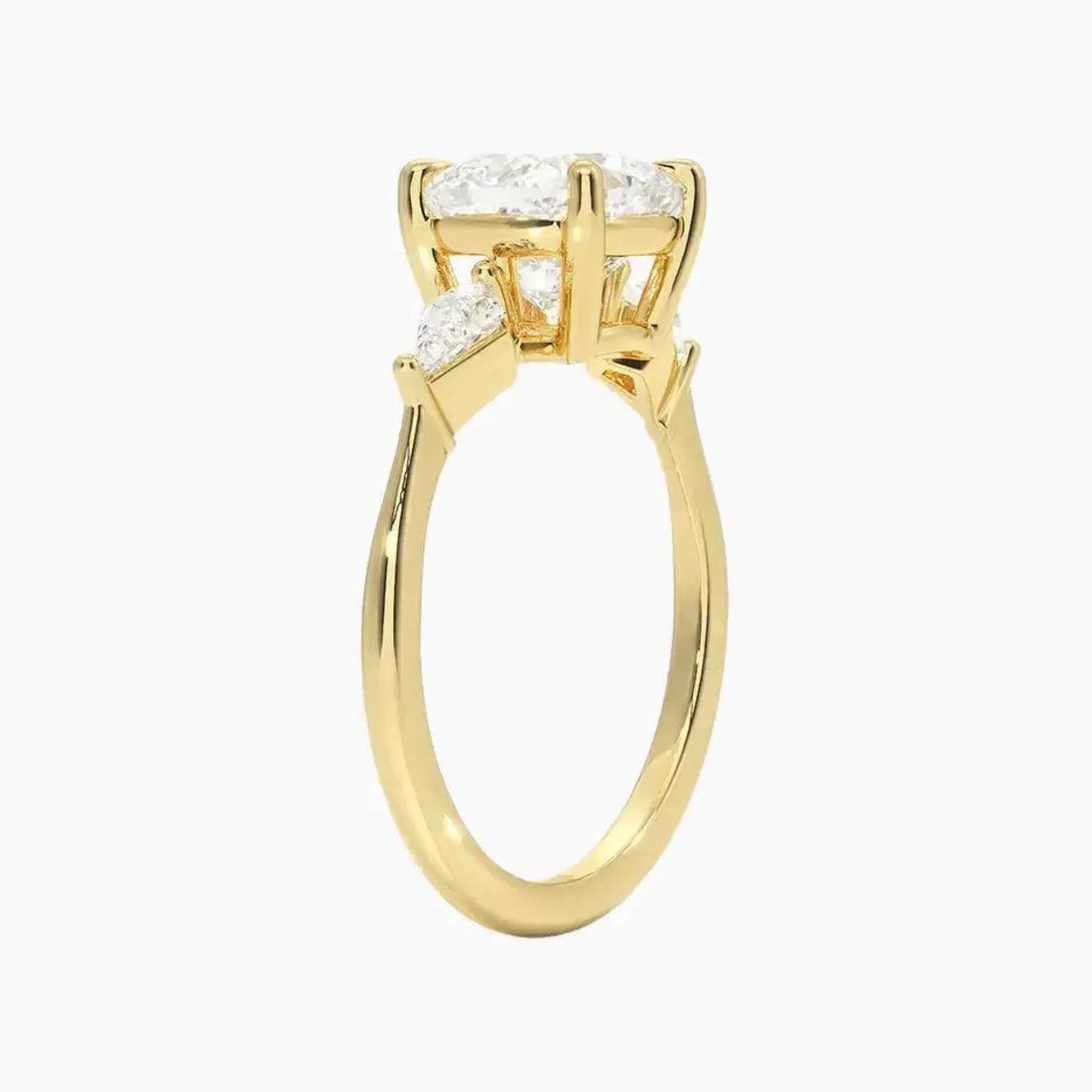 Isolde Cushion Three Stone Diamond Ring Setting in 14K Yellow Gold