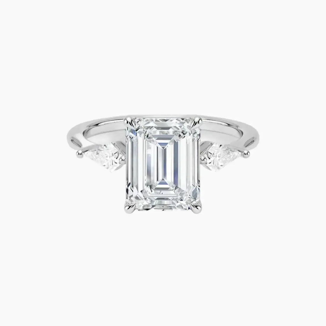 Isolde Emerald Three Stone Diamond Ring Setting in 18K White Gold