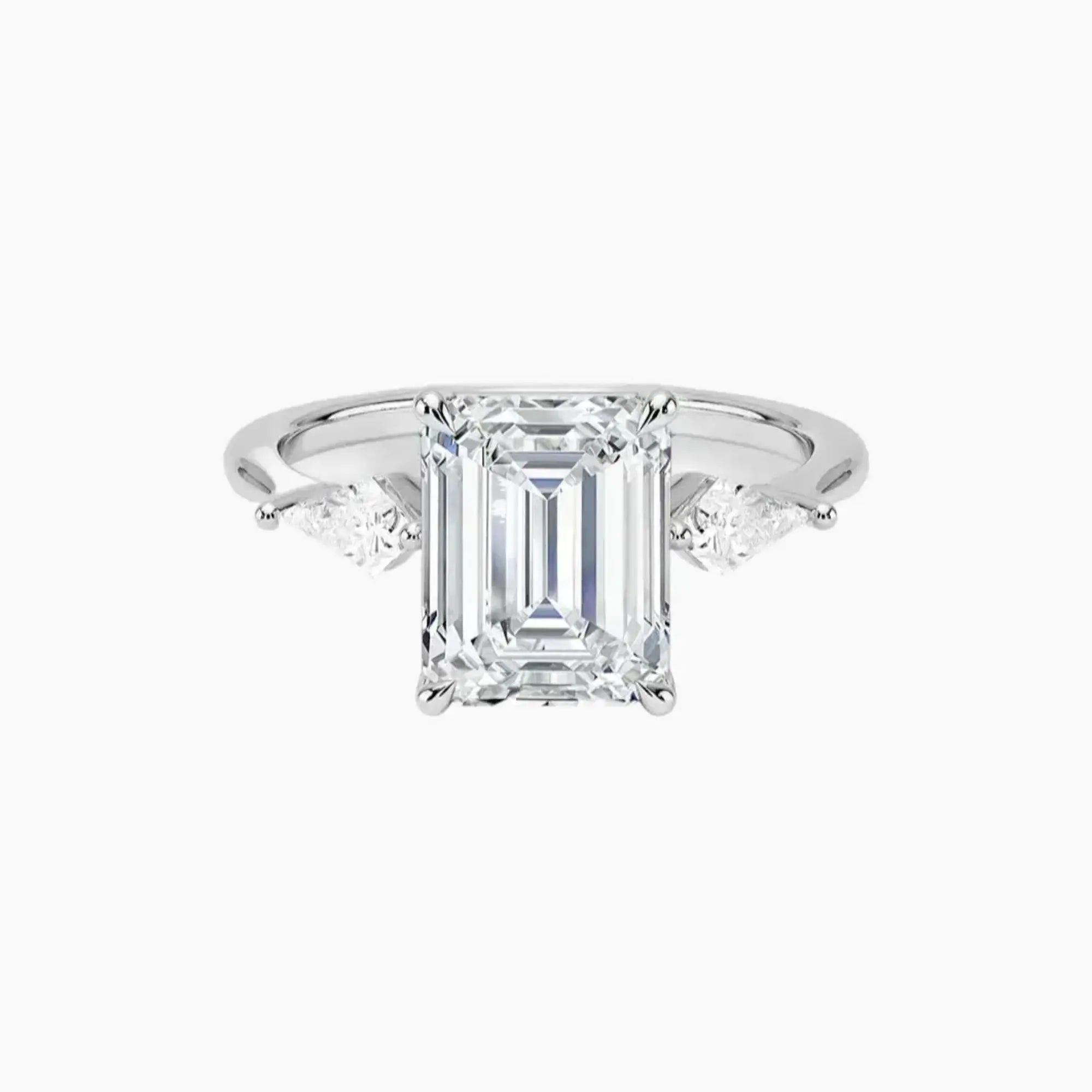 Isolde Emerald Three Stone 2 Carat Lab Grown Diamond Engagement Ring in 18K Yellow Gold