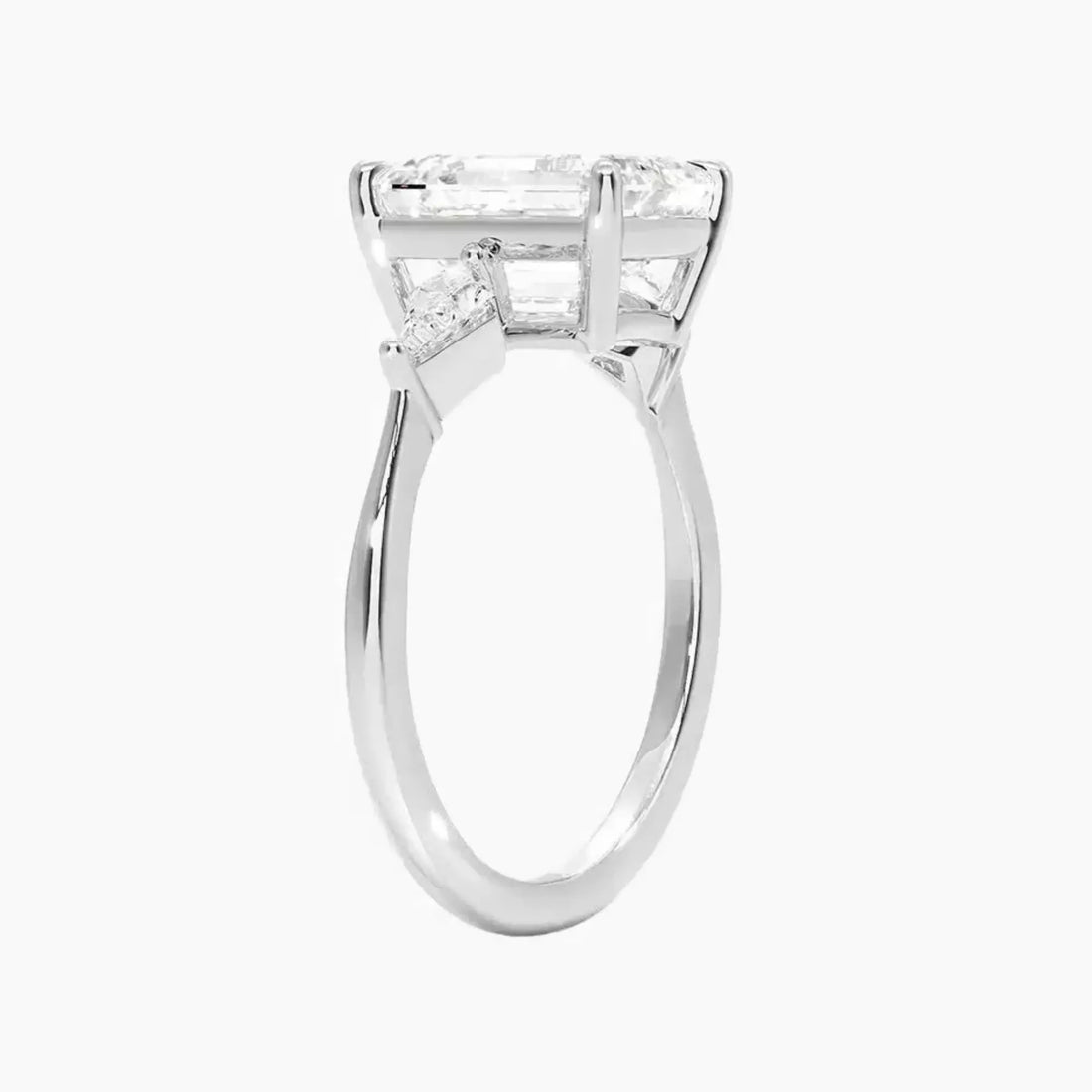 Isolde Emerald Three Stone Diamond Ring Setting in 14K Rose Gold