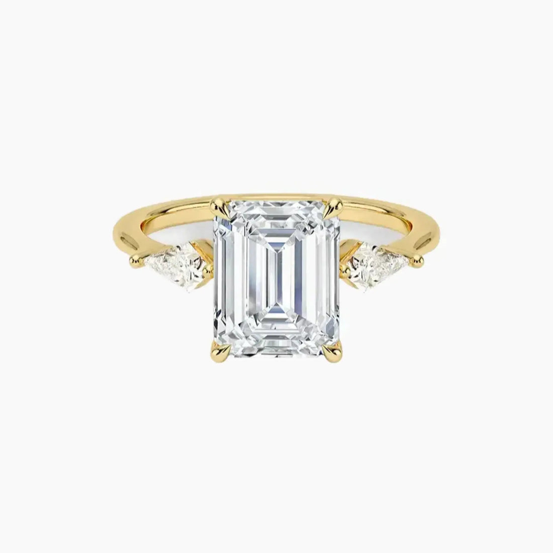 Isolde Emerald Three Stone Diamond Ring Setting in 14K White Gold