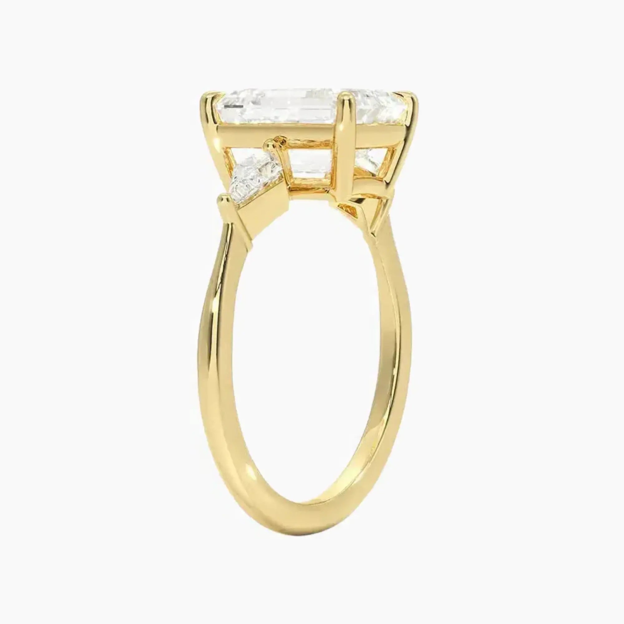 Isolde Emerald Three Stone 1.5 Carat Lab Grown Diamond Engagement Ring in 14K Rose Gold
