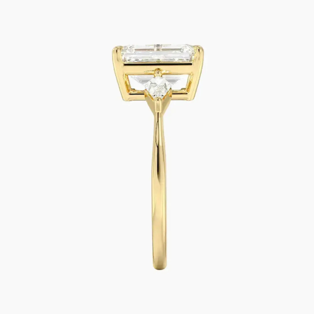 Isolde Emerald Three Stone Diamond Ring Setting in 14K Rose Gold