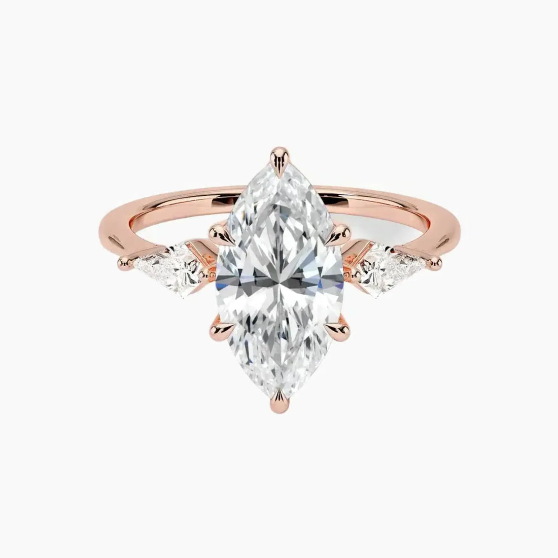Isolde Marquise Three Stone 2.5 Carat Lab Grown Diamond Engagement Ring in 14K Yellow Gold