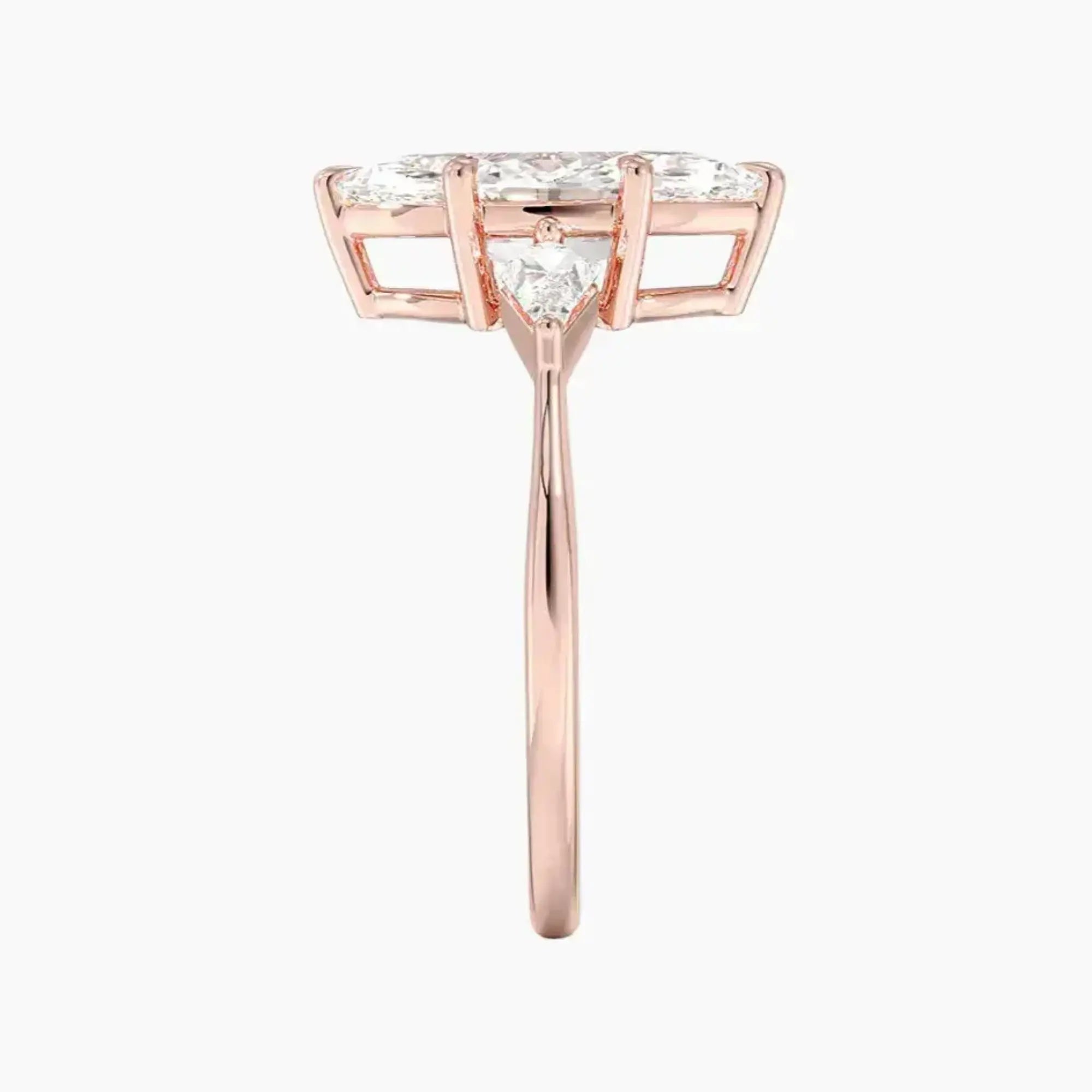 Isolde Marquise Three Stone 3 Carat Lab Grown Diamond Engagement Ring in 18K Rose Gold