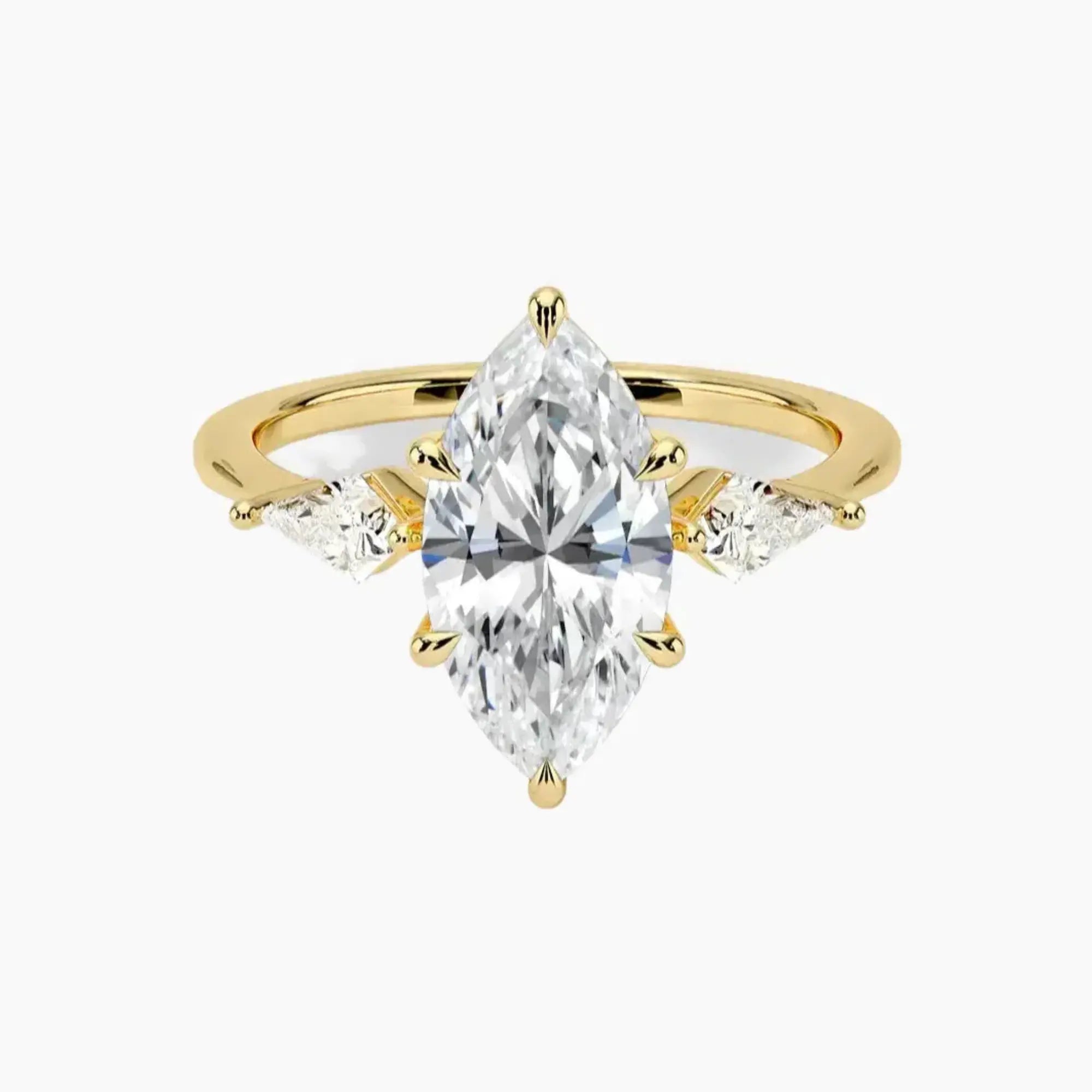 Isolde Marquise Three Stone 2 Carat Lab Grown Diamond Engagement Ring in 14K White Gold