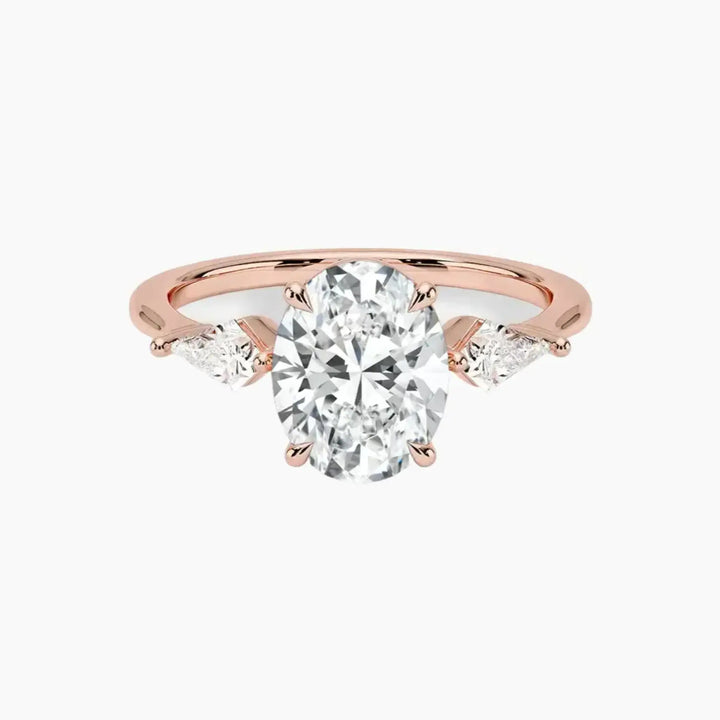 Isolde Oval Three Stone 1 Carat Lab Grown Diamond Engagement Ring in 18K Rose Gold
