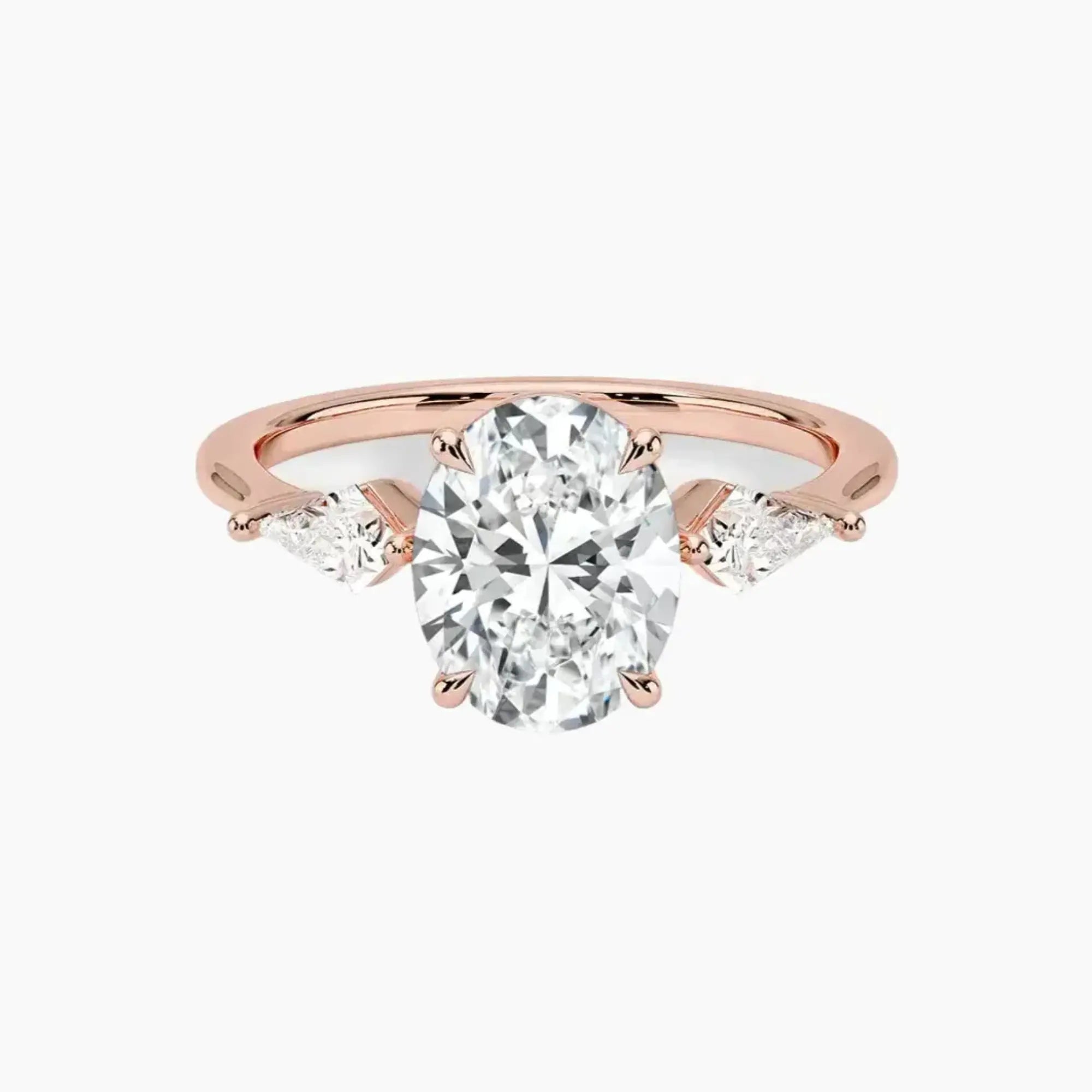 Isolde Oval Three Stone Diamond Ring Setting in 14K White Gold