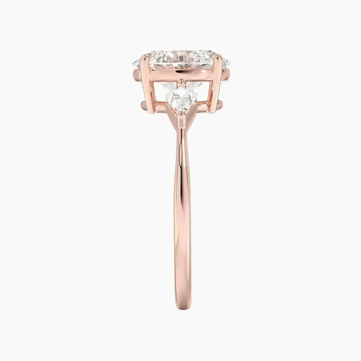 Isolde Oval Three Stone 2.5 Carat Lab Grown Diamond Engagement Ring in 18K Yellow Gold