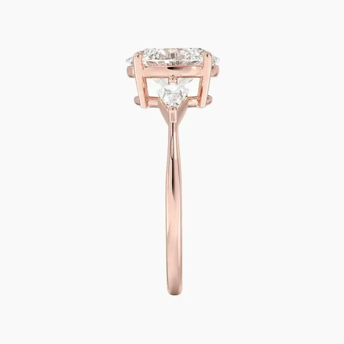 Isolde Oval Three Stone Diamond Ring Setting in 14K Rose Gold