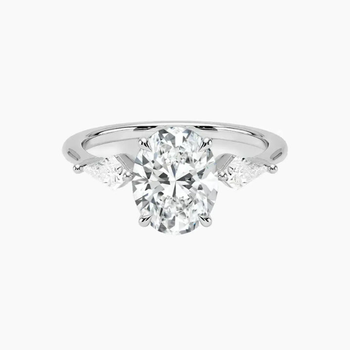 Isolde Oval Three Stone 1.5 Carat Lab Grown Diamond Engagement Ring in 18K White Gold