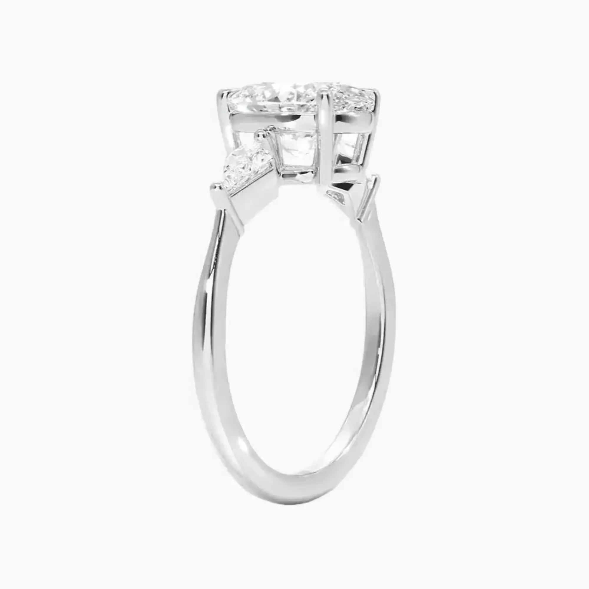 Isolde Oval Three Stone Diamond Ring Setting in 14K Rose Gold