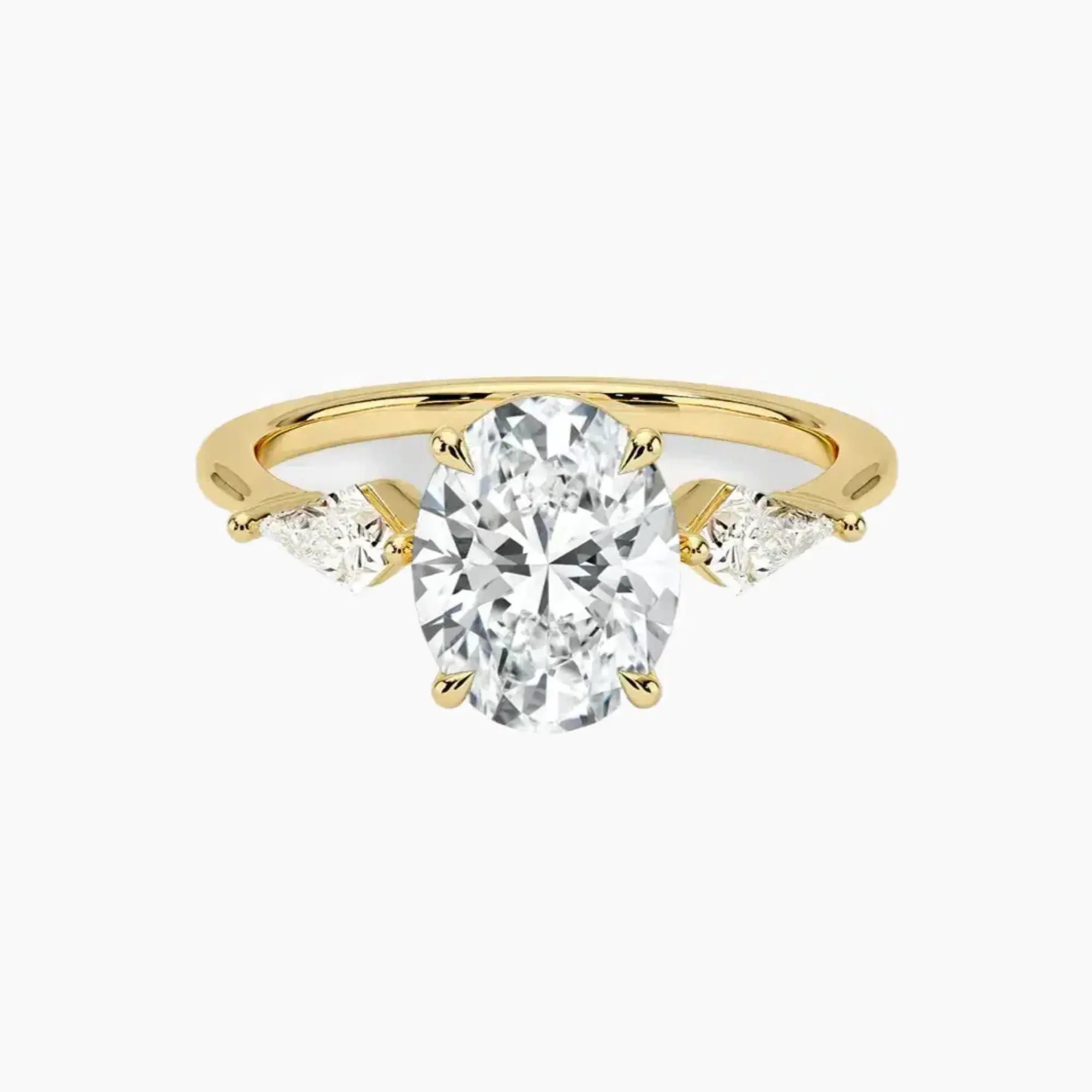 Isolde Oval Three Stone Diamond Ring Setting in 18K Yellow Gold