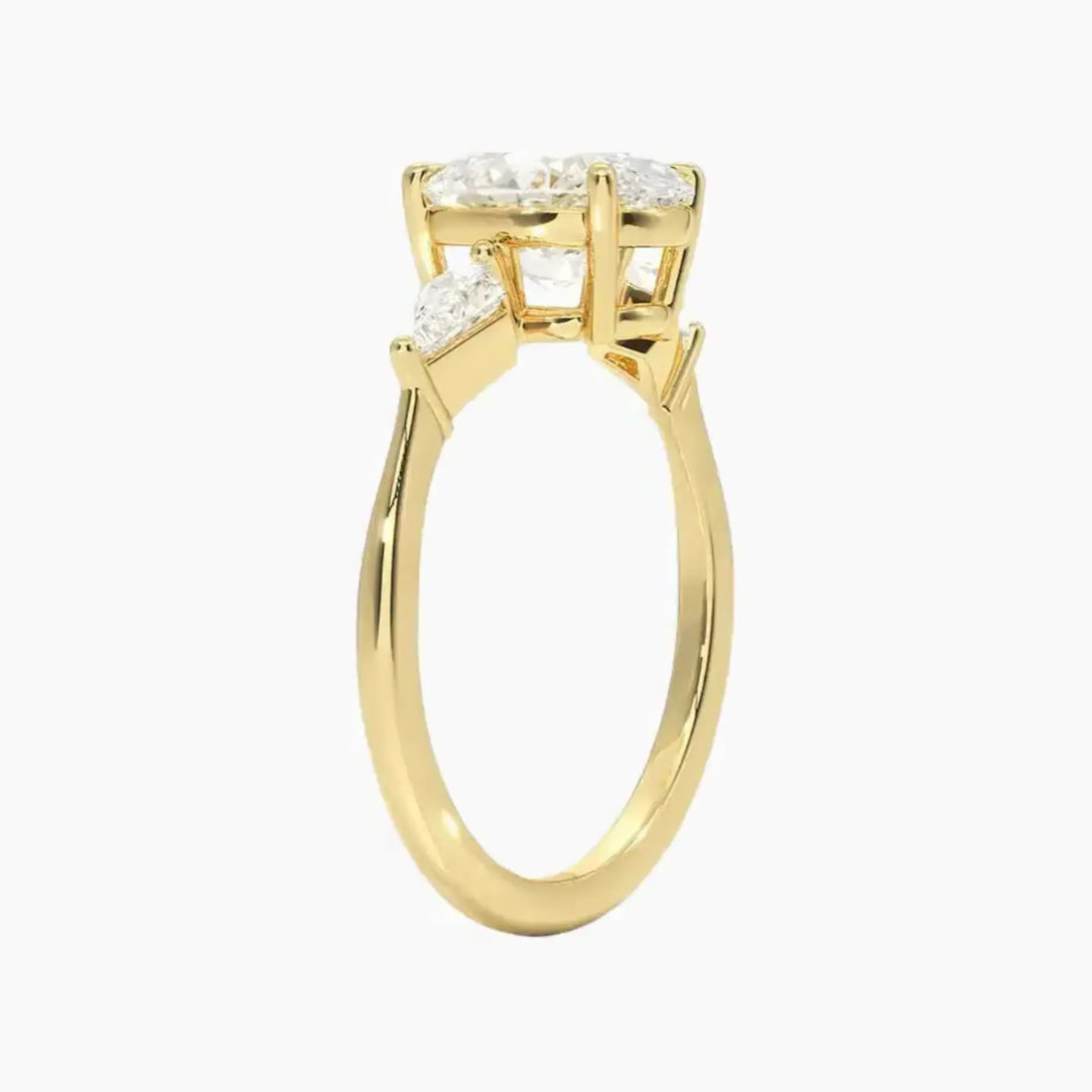 Isolde Oval Three Stone Diamond Ring Setting in 18K Rose Gold