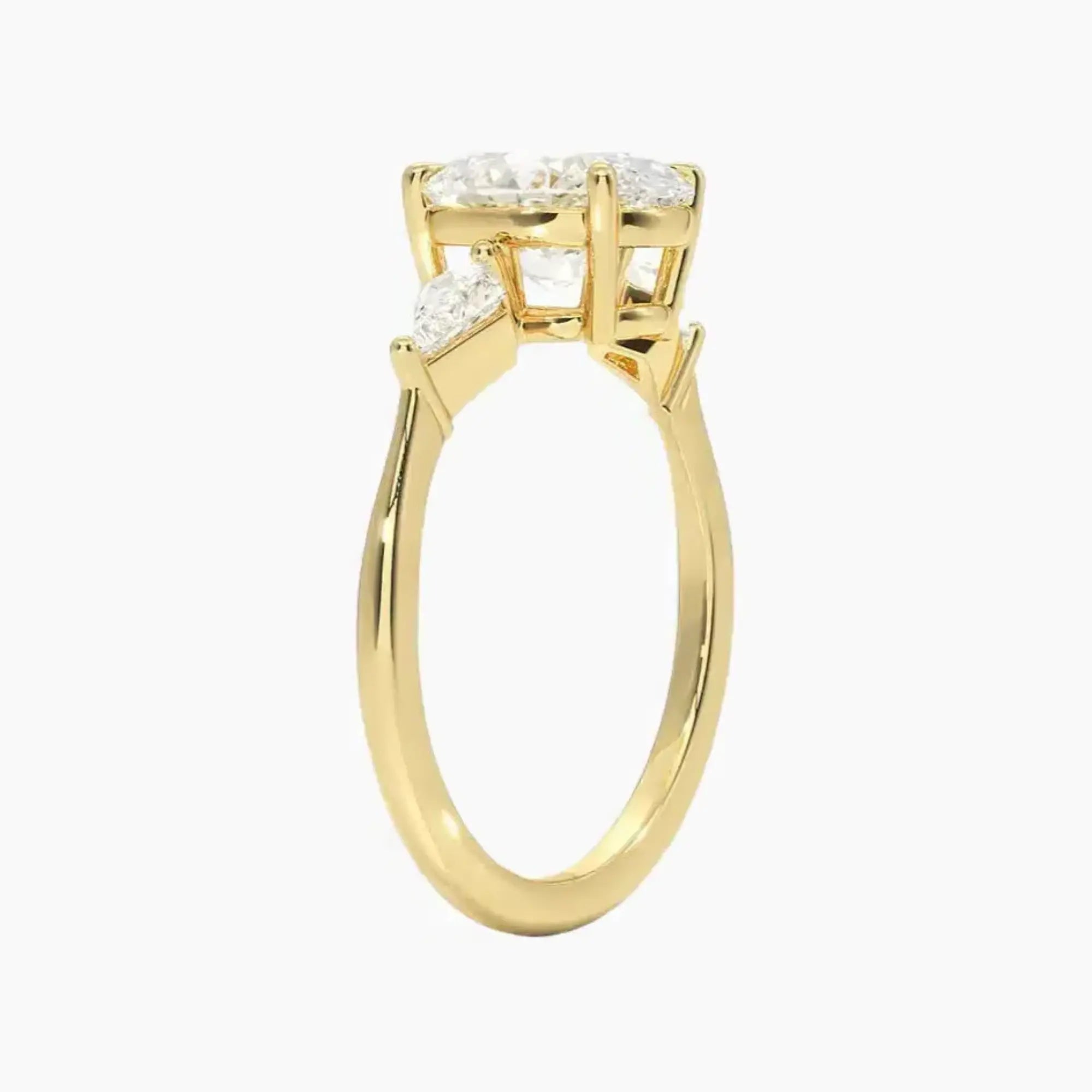 Isolde Oval Three Stone 1.5 Carat Lab Grown Diamond Engagement Ring in 18K Yellow Gold