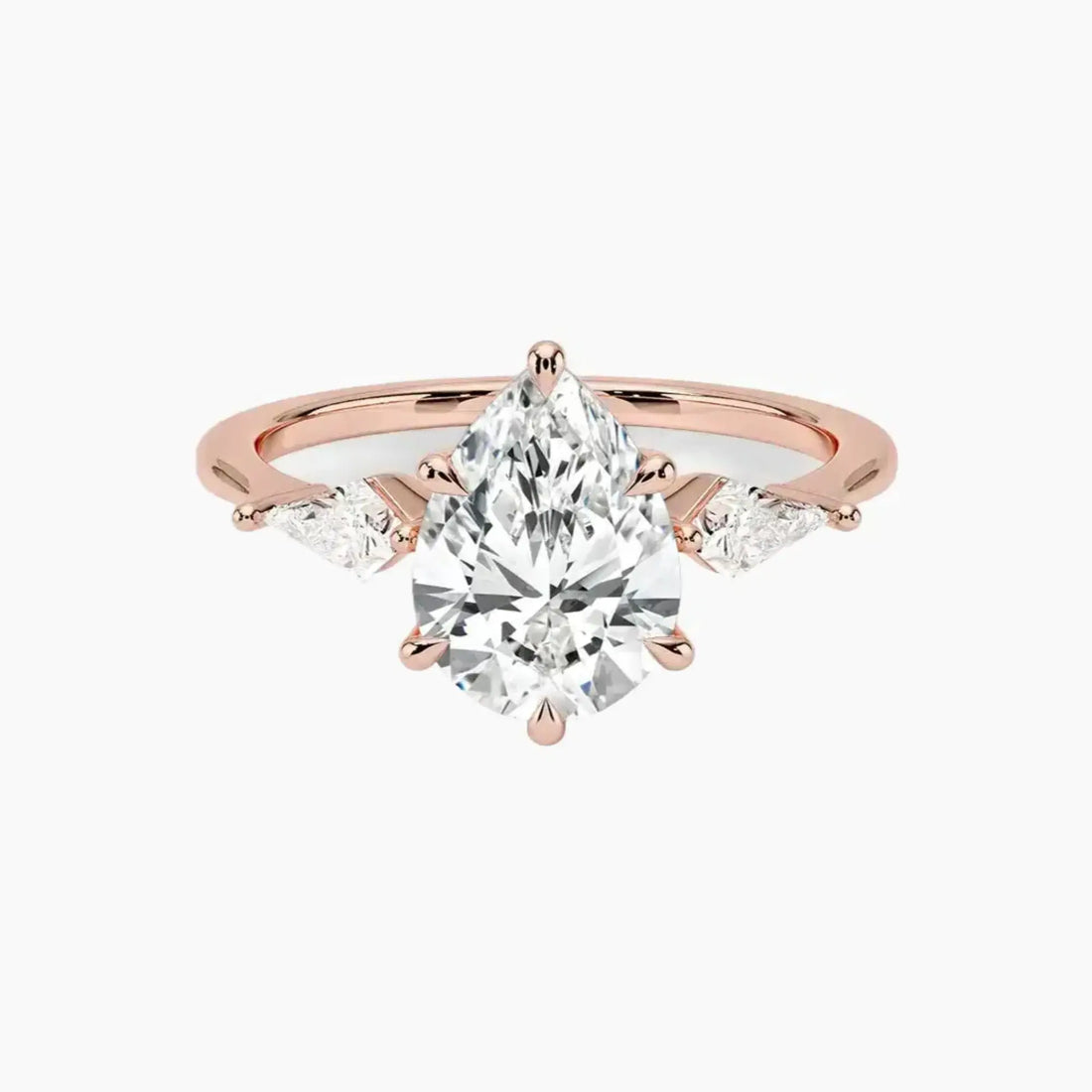 Isolde Pear Three Stone 3 Carat Lab Grown Diamond Engagement Ring in 14K Yellow Gold