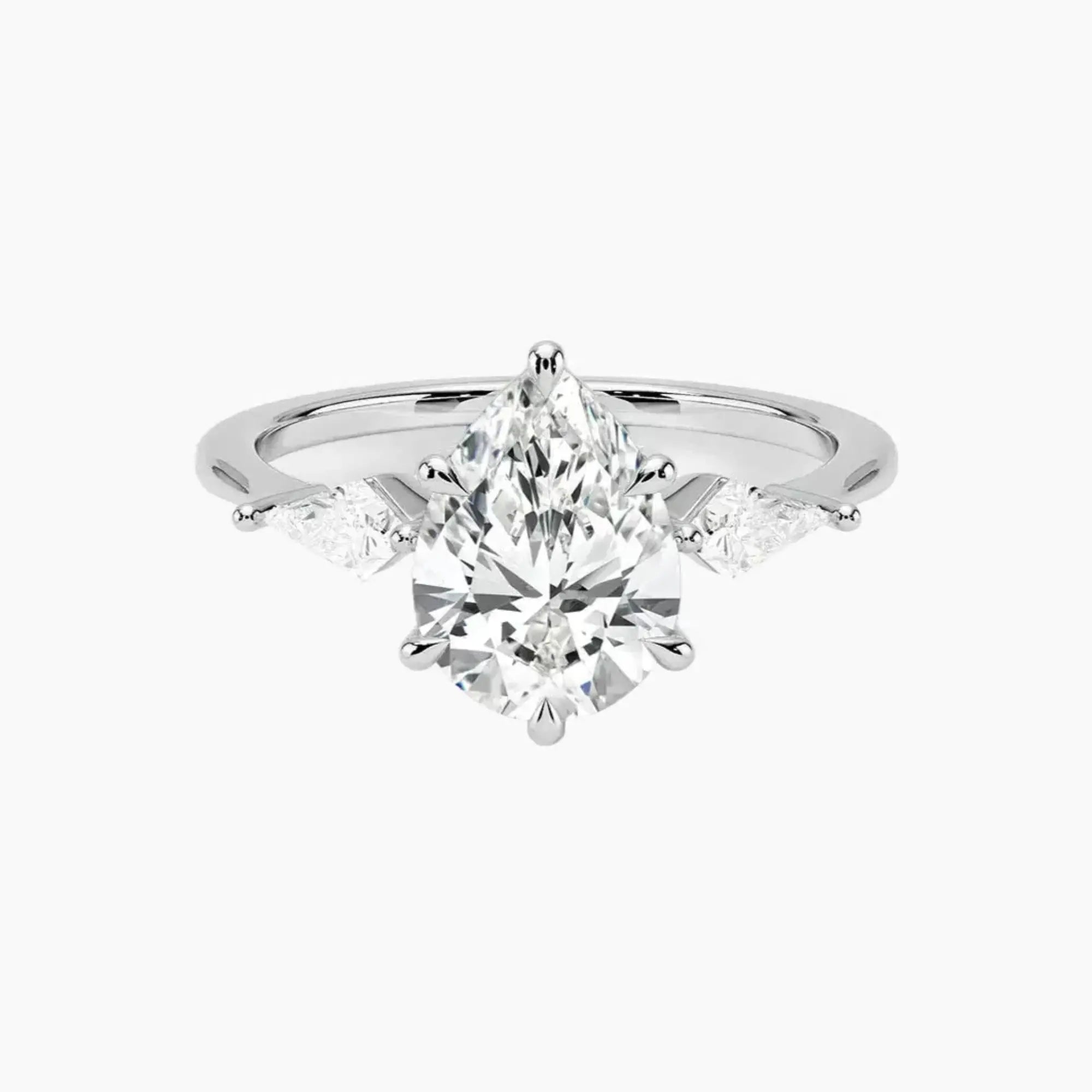 Isolde Pear Three Stone 3 Carat Lab Grown Diamond Engagement Ring in 14K Yellow Gold