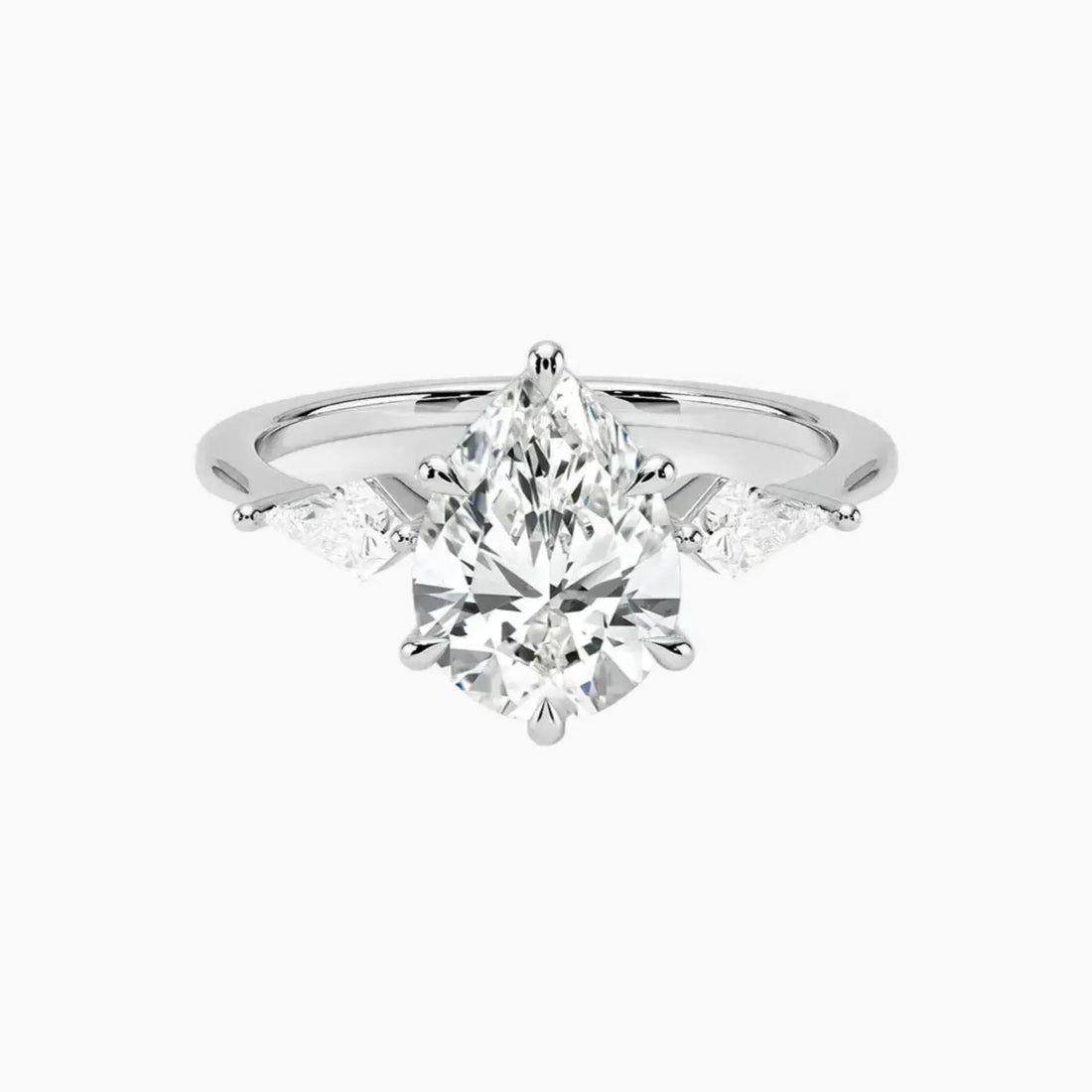 Isolde Pear Three Stone 2 Carat Lab Grown Diamond Engagement Ring in 14K White Gold