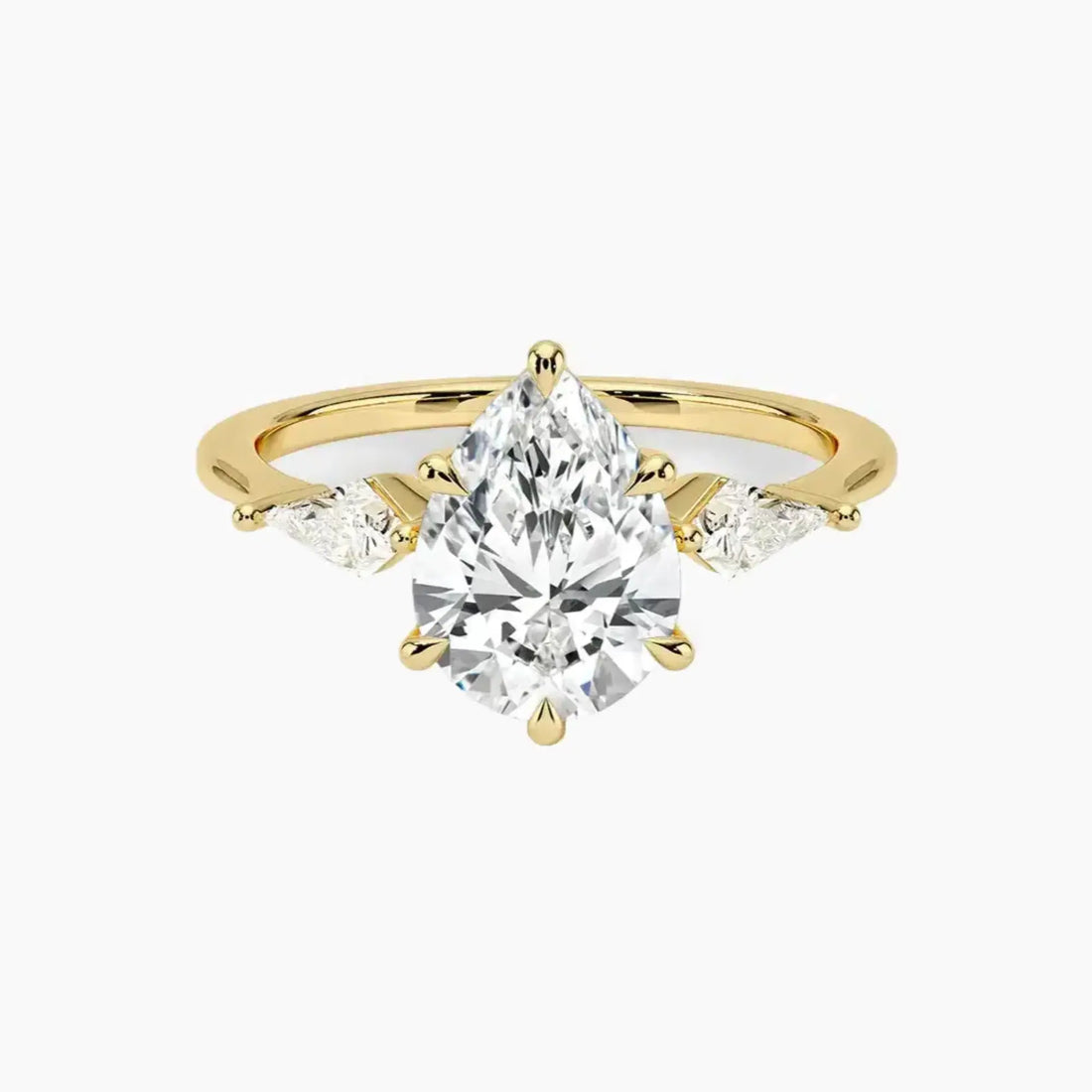Isolde Pear Three Stone Diamond Ring Setting in 18K Rose Gold