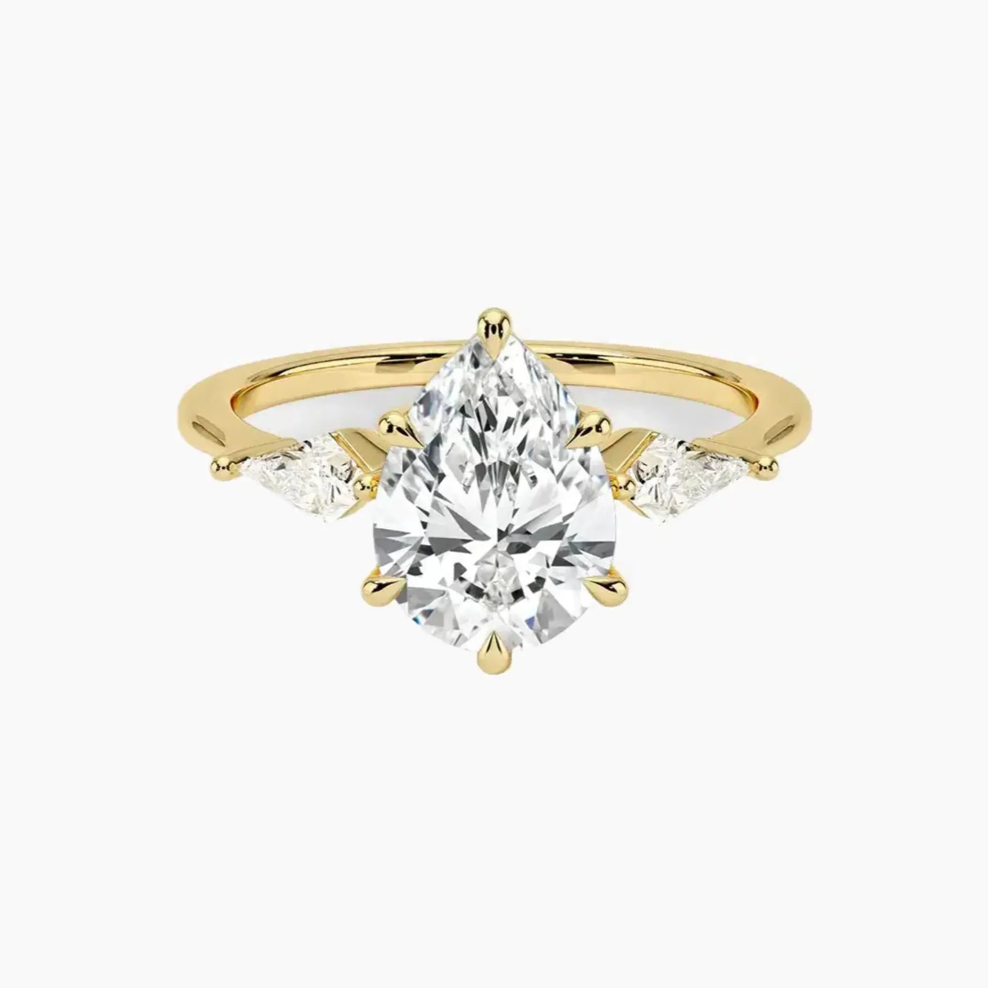 Isolde Pear Three Stone 1.5 Carat Lab Grown Diamond Engagement Ring in 18K Yellow Gold