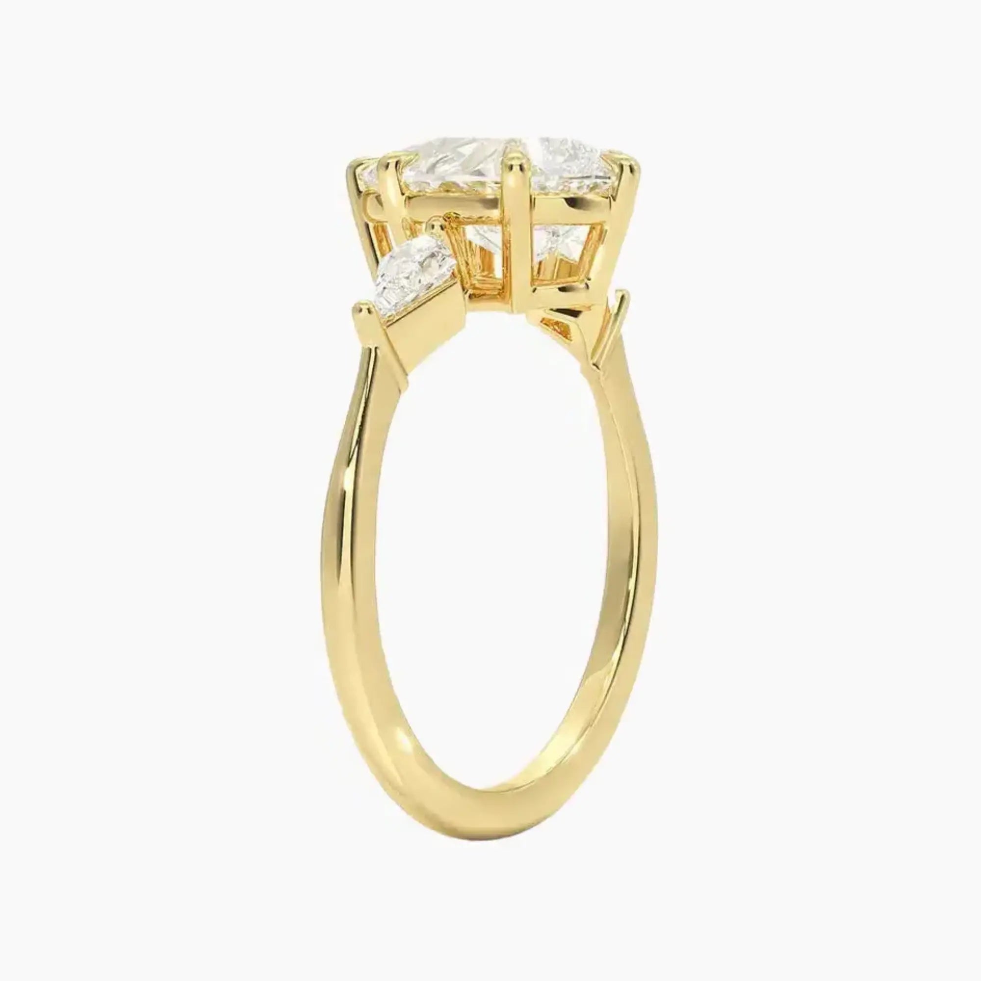 Isolde Pear Three Stone 1.5 Carat Lab Grown Diamond Engagement Ring in 18K Yellow Gold