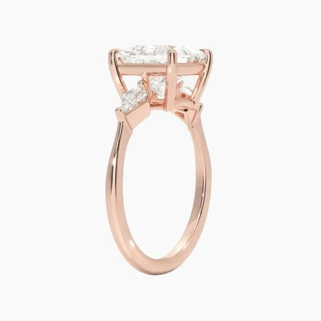 Isolde Princess Three Stone Diamond Ring Setting in 18K Rose Gold