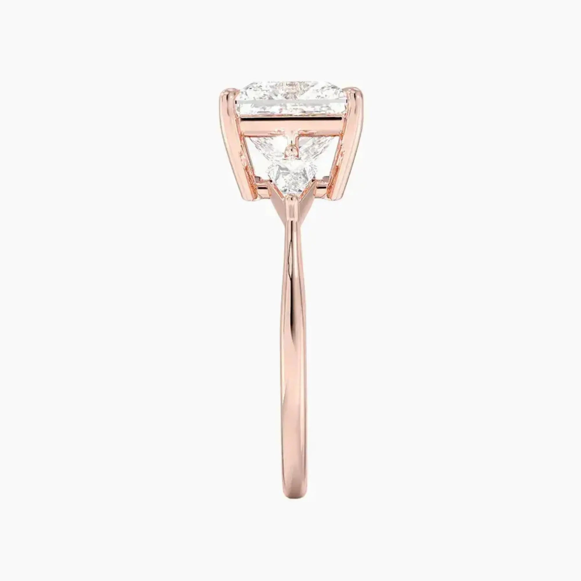 Isolde Princess Three Stone Diamond Ring Setting in 18K White Gold
