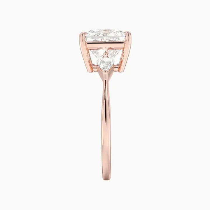 Isolde Princess Three Stone 3 Carat Lab Grown Diamond Engagement Ring in 18K Yellow Gold