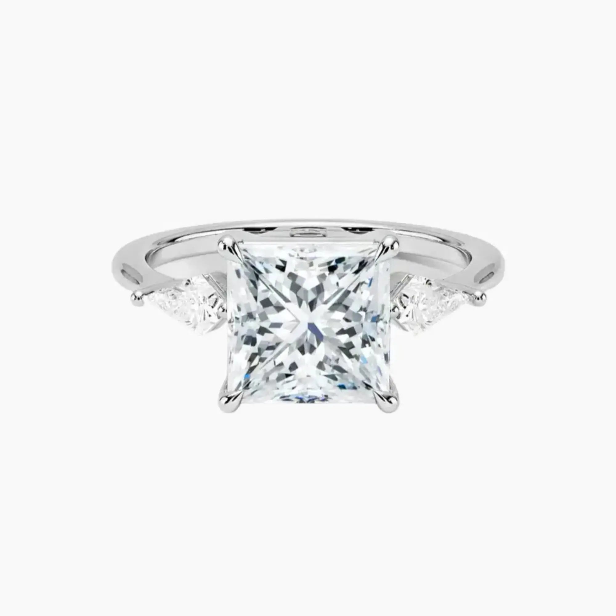 Isolde Princess Three Stone Diamond Ring Setting in 18K White Gold