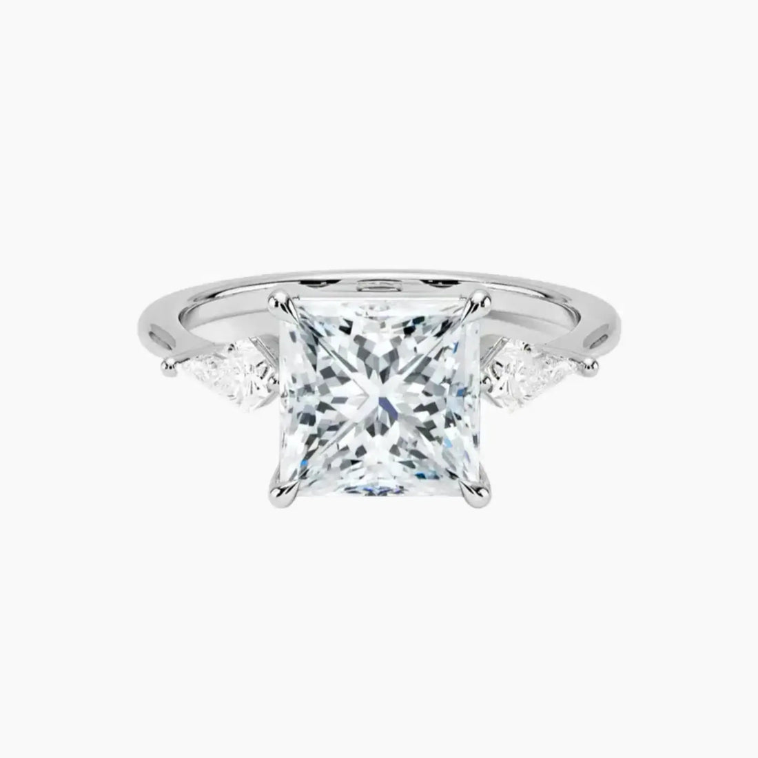 Isolde Princess Three Stone Diamond Ring Setting in 18K White Gold