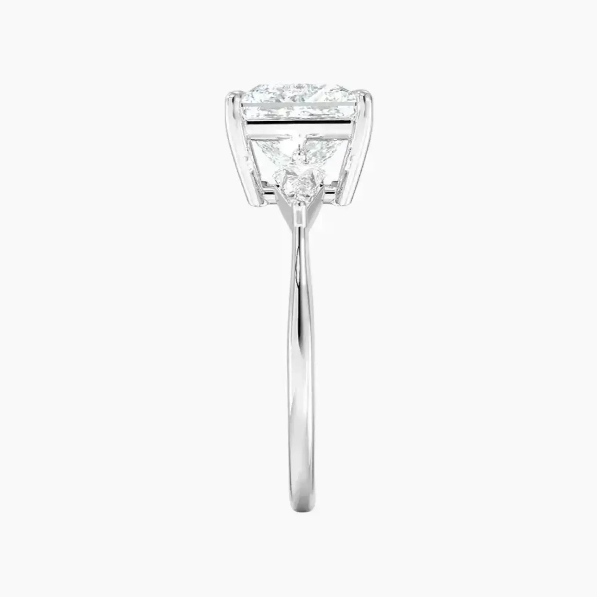 Isolde Princess Three Stone 3 Carat Lab Grown Diamond Engagement Ring in 18K Rose Gold