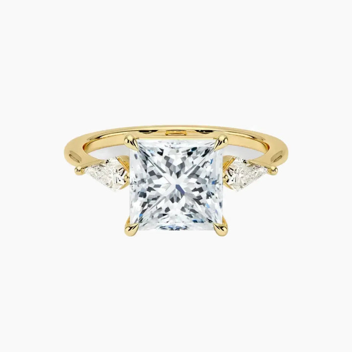 Isolde Princess Three Stone 2 Carat Lab Grown Diamond Engagement Ring in 14K Yellow Gold