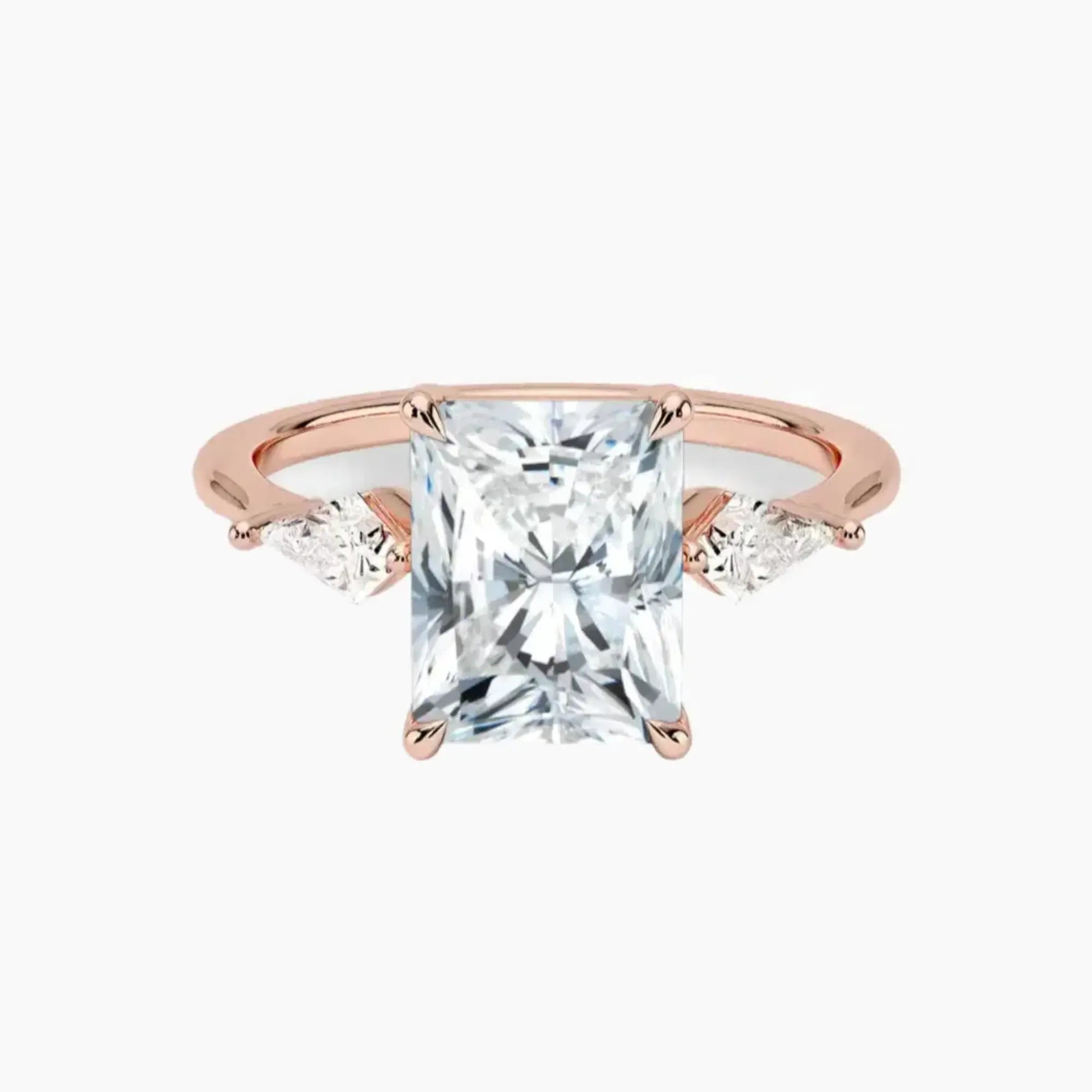 Isolde Radiant Three Stone 2 Carat Lab Grown Diamond Engagement Ring in 18K Yellow Gold