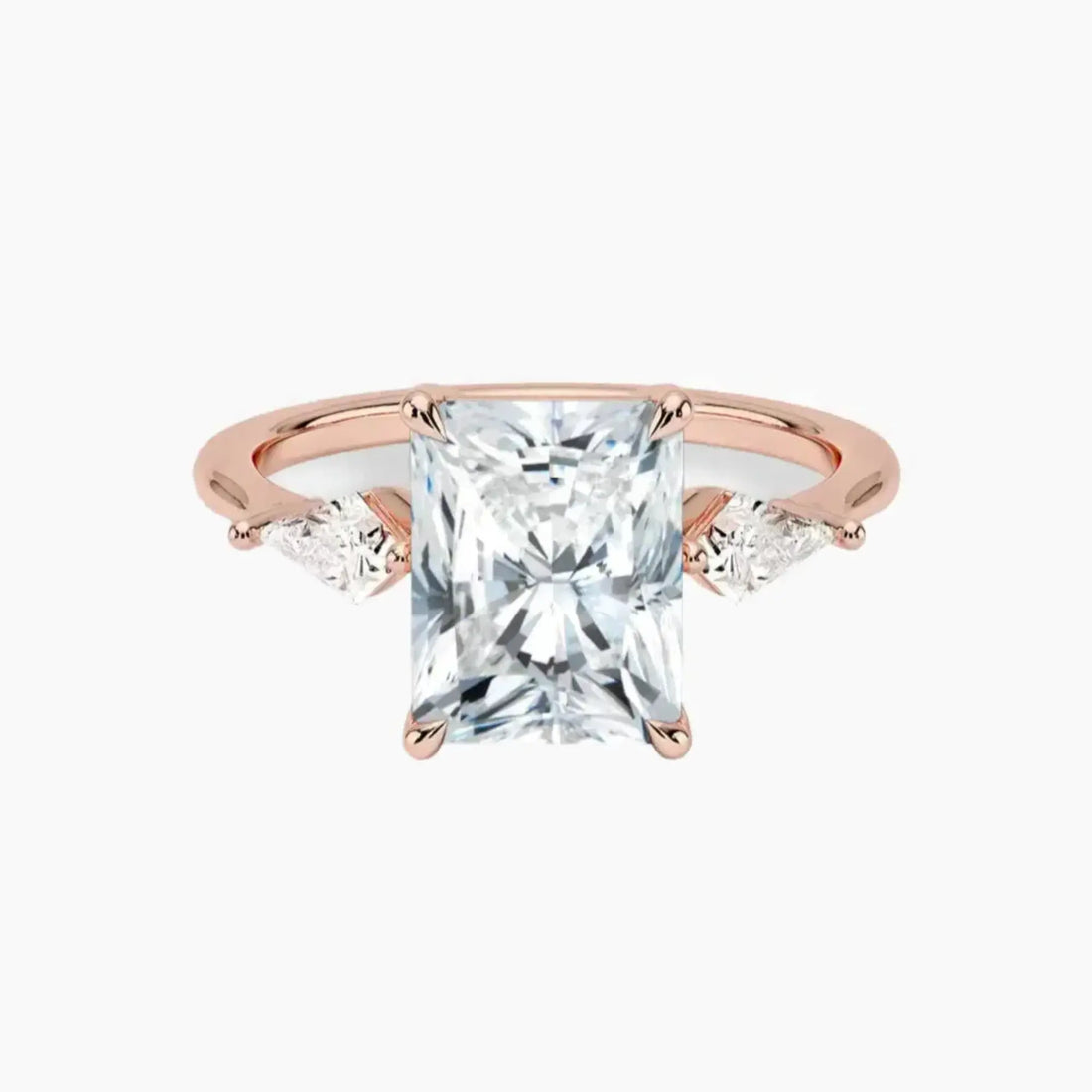 Isolde Radiant Three Stone Diamond Ring Setting in 14K Yellow Gold