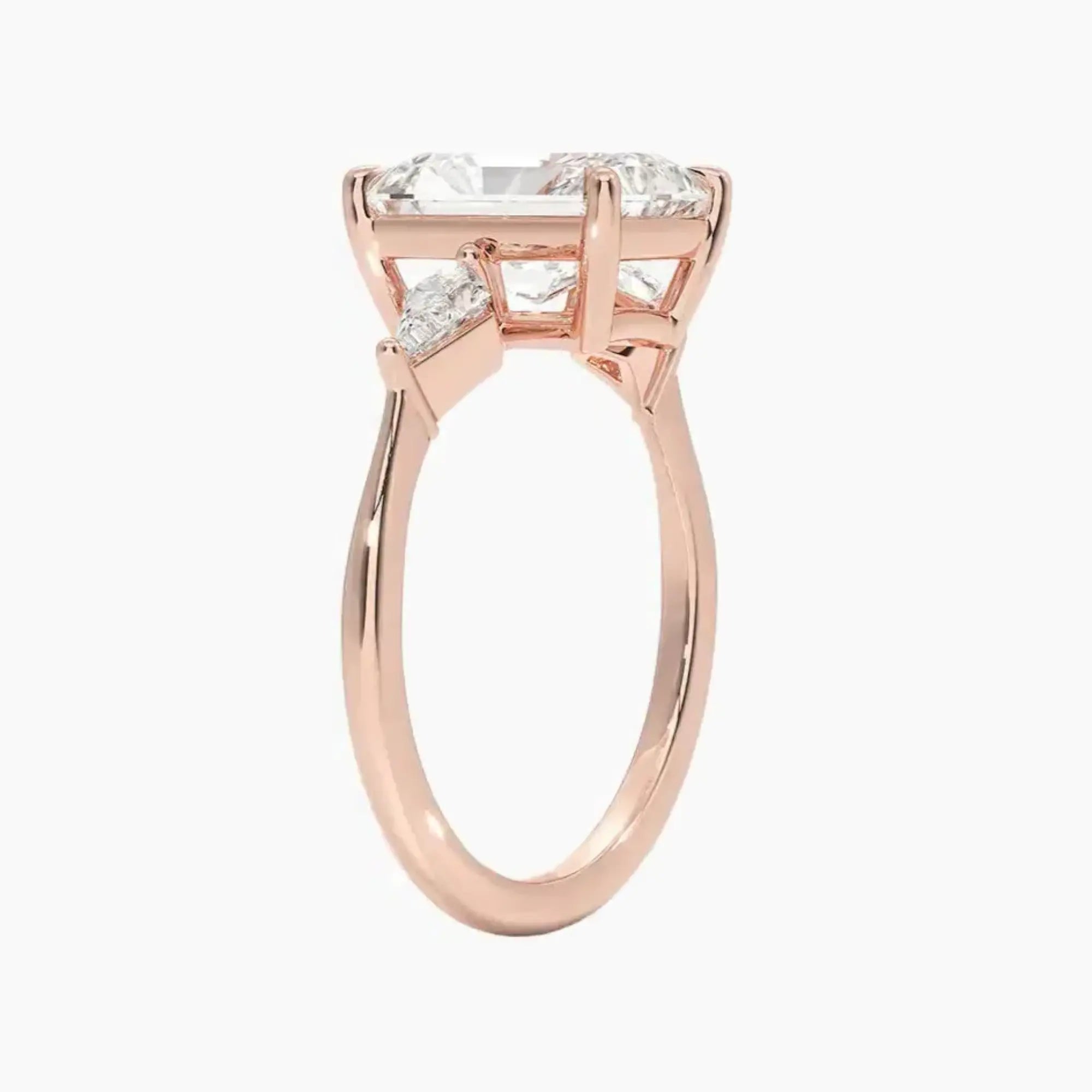 Isolde Radiant Three Stone Diamond Ring Setting in 14K Yellow Gold