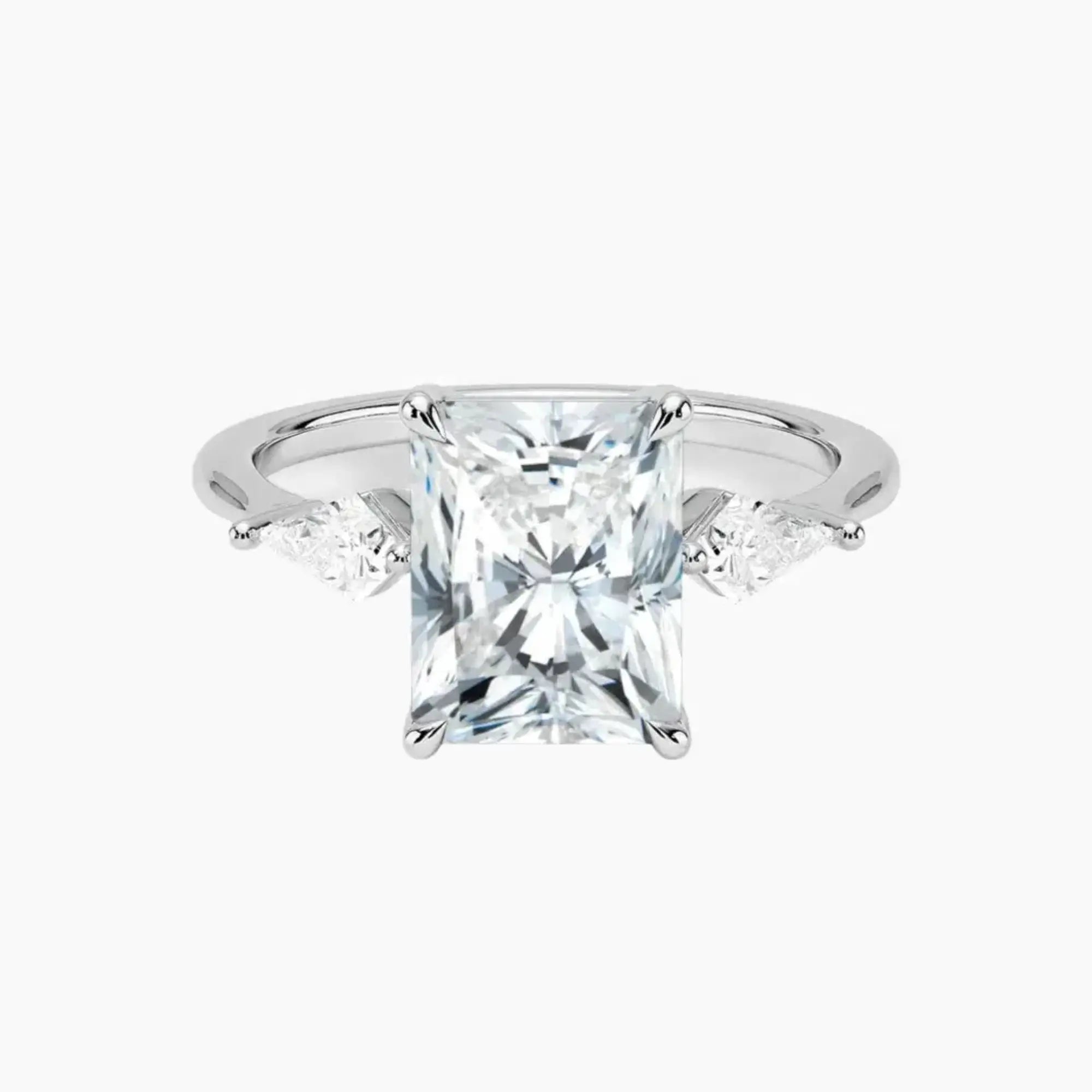 Isolde Radiant Three Stone Diamond Ring Setting in 14K Rose Gold