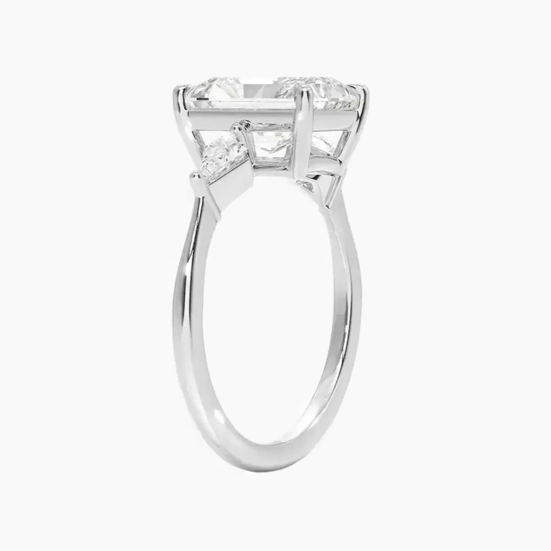 Isolde Radiant Three Stone Diamond Ring Setting in 18K White Gold