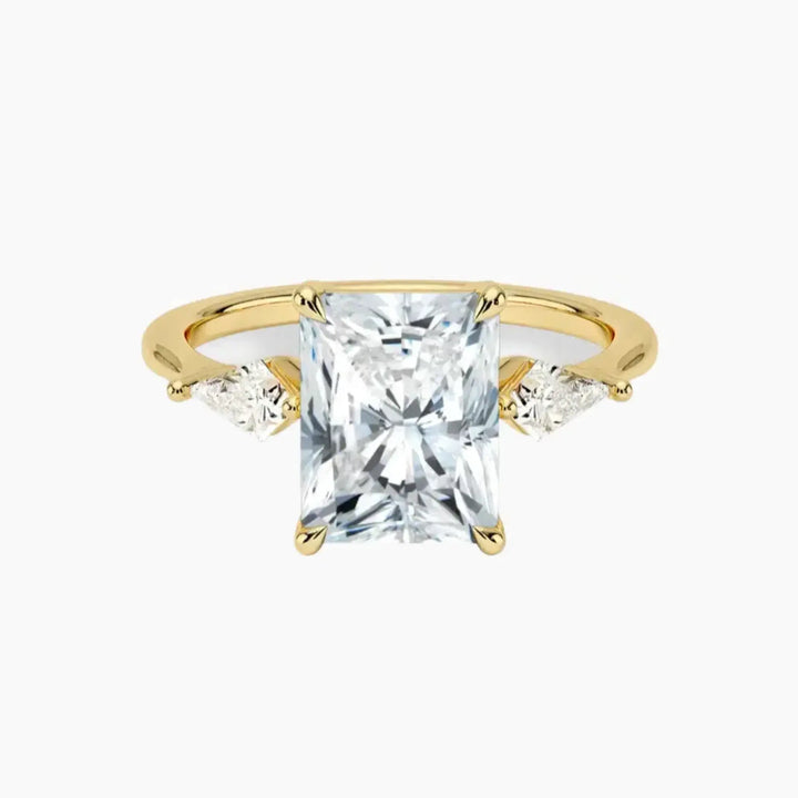 Isolde Radiant Three Stone 2 Carat Lab Grown Diamond Engagement Ring in 14K Yellow Gold